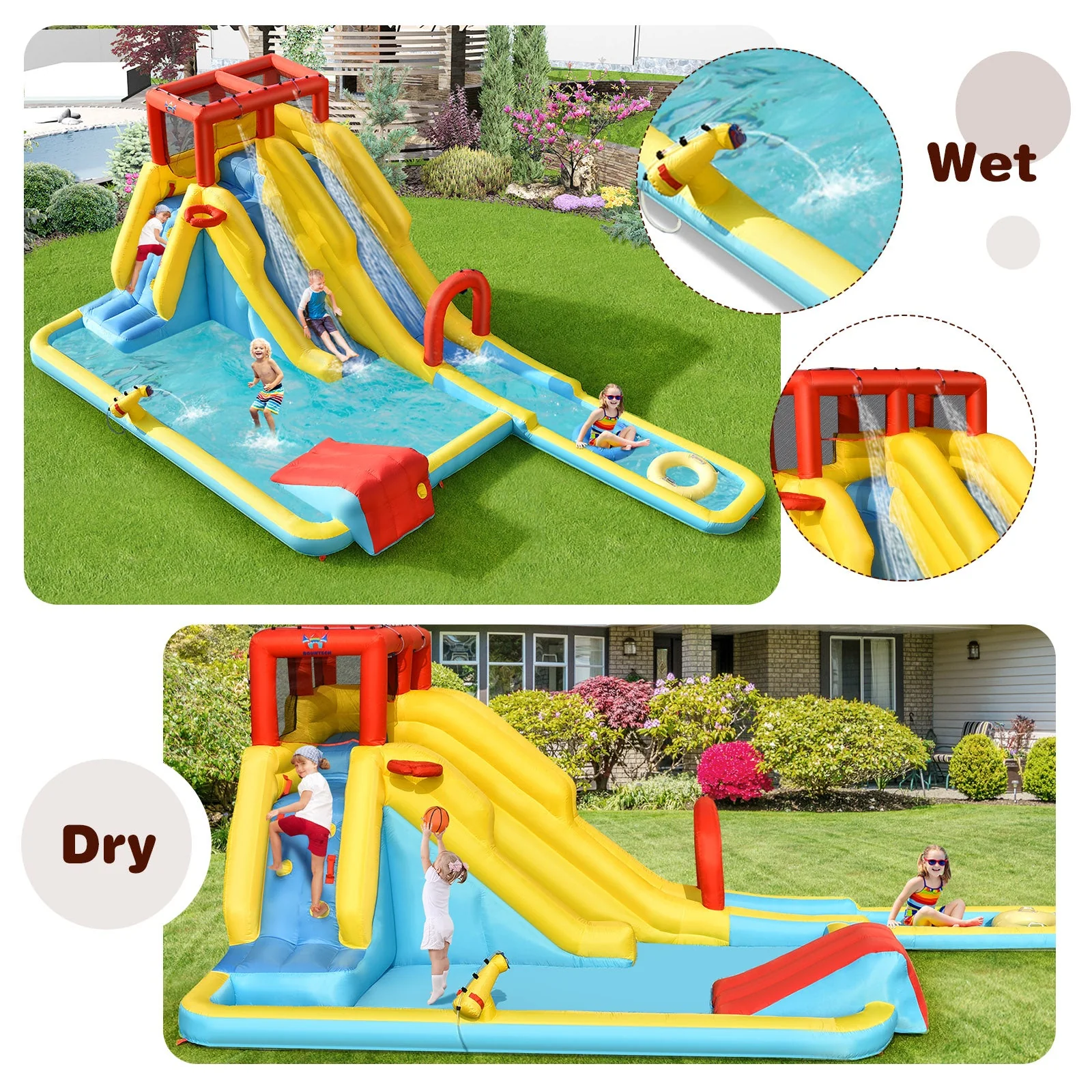7-in-1 Inflatable Dual Slide Water Park Bounce House With 680W Blower - Image 7