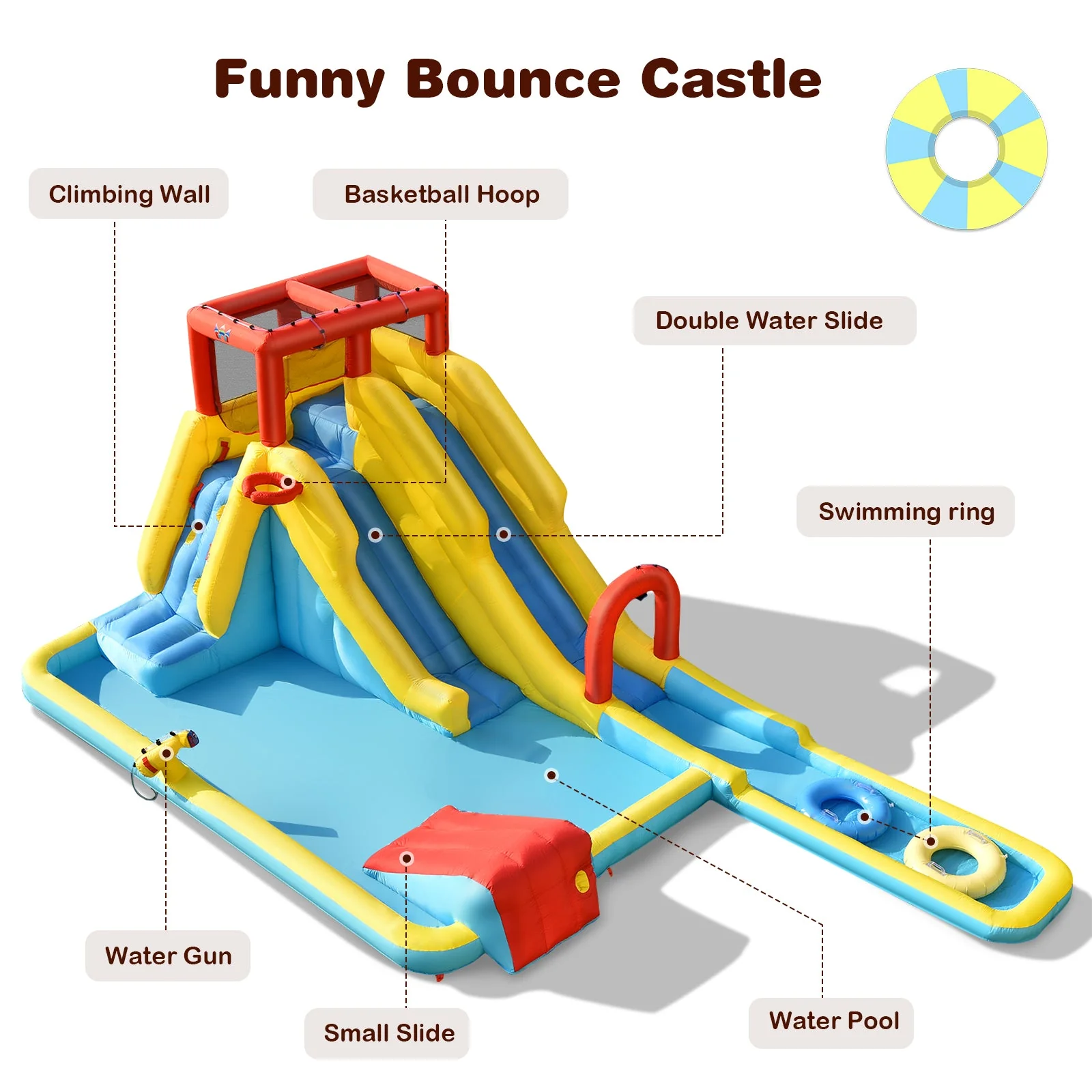 7-in-1 Inflatable Dual Slide Water Park Bounce House With 680W Blower - Image 8