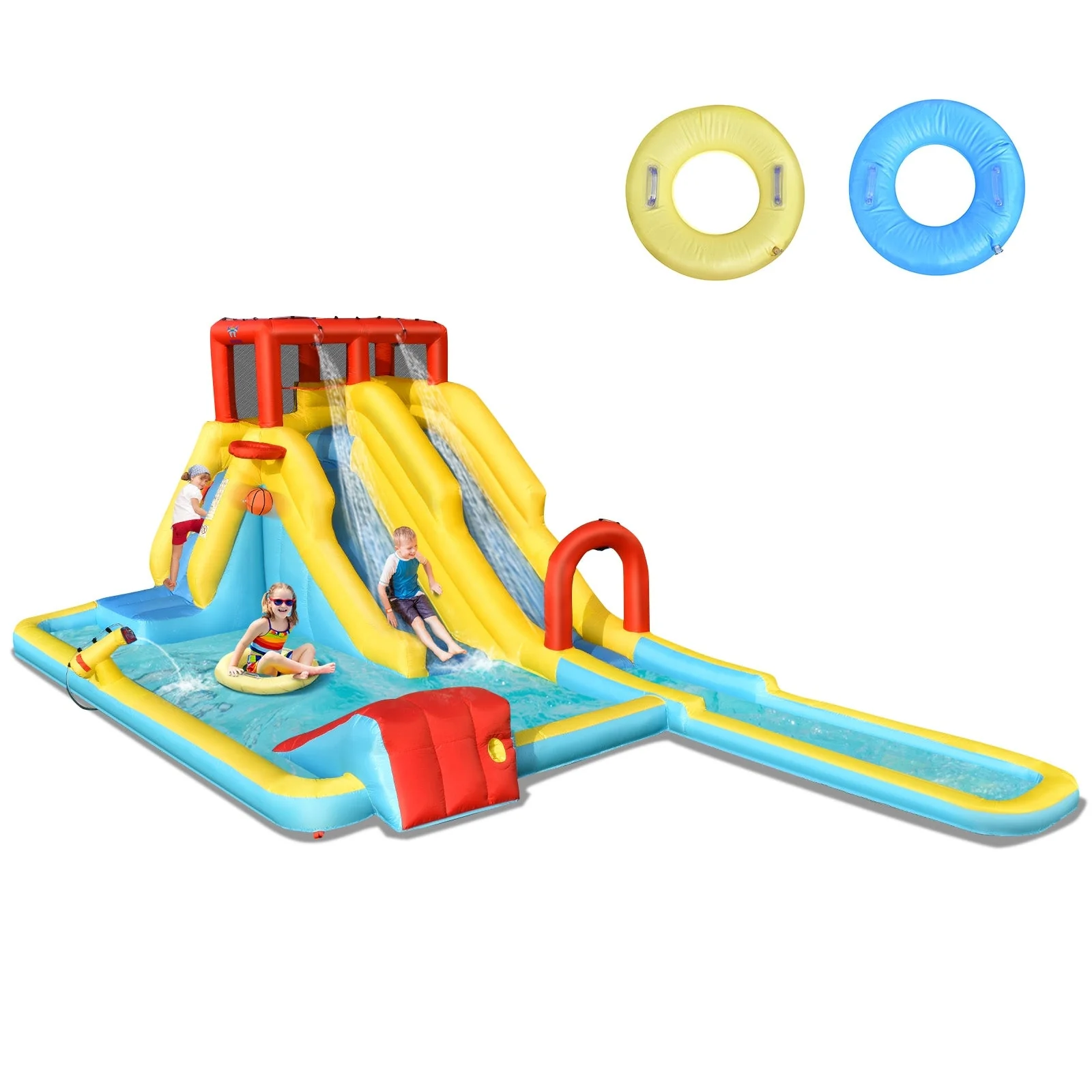 7-in-1 Inflatable Dual Slide Water Park Bounce House Without Blower - Image 3
