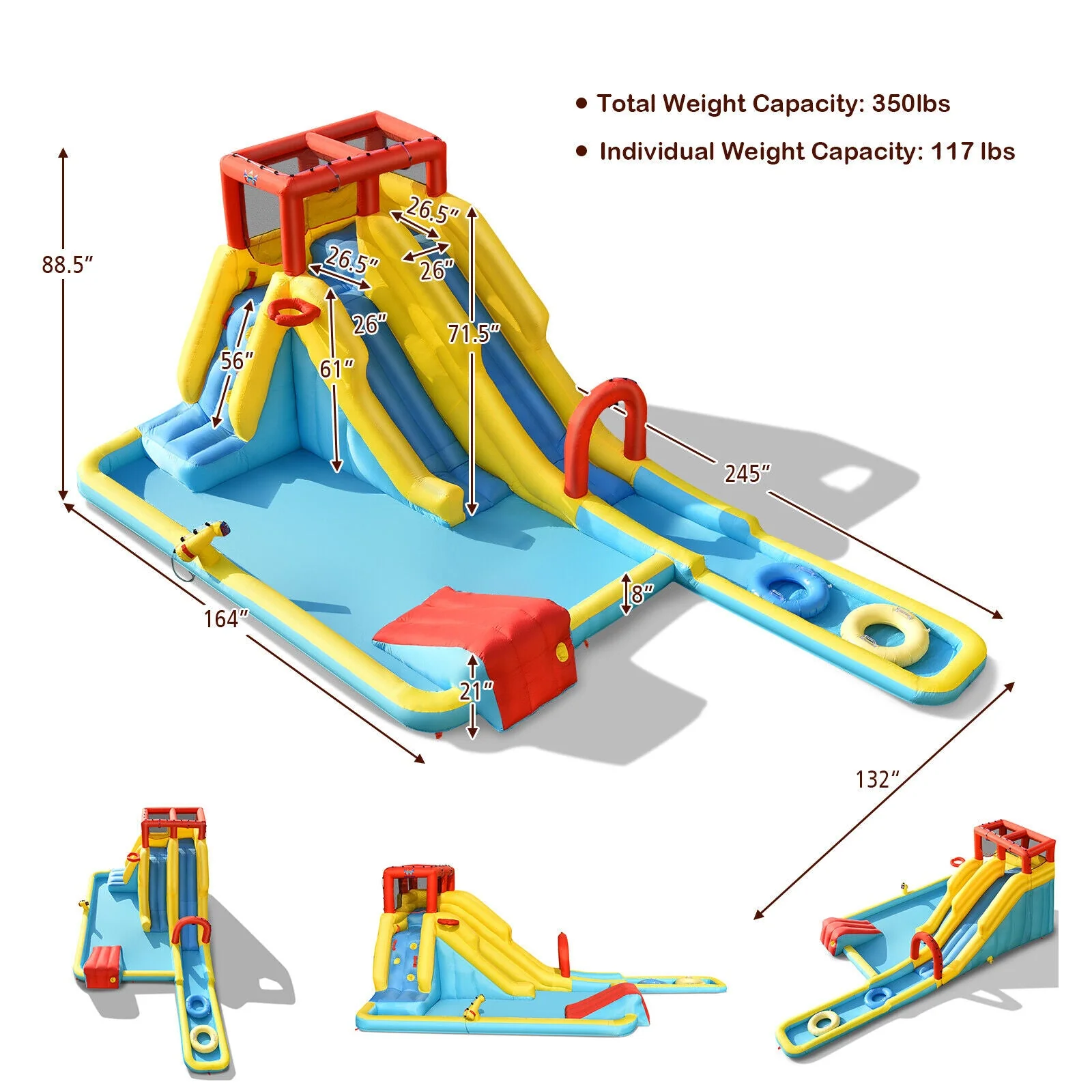 7-in-1 Inflatable Dual Slide Water Park Bounce House Without Blower - Image 5