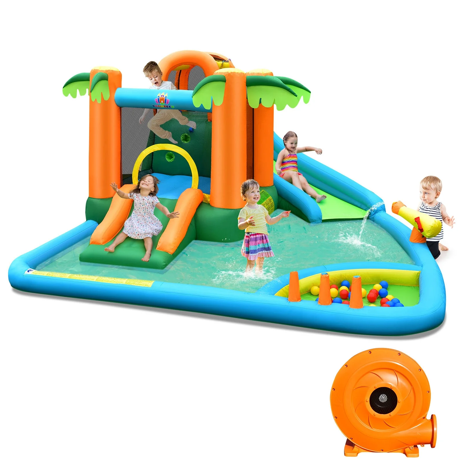 7-in-1 Inflatable Water Slide Park with 780W Blower - Image 2