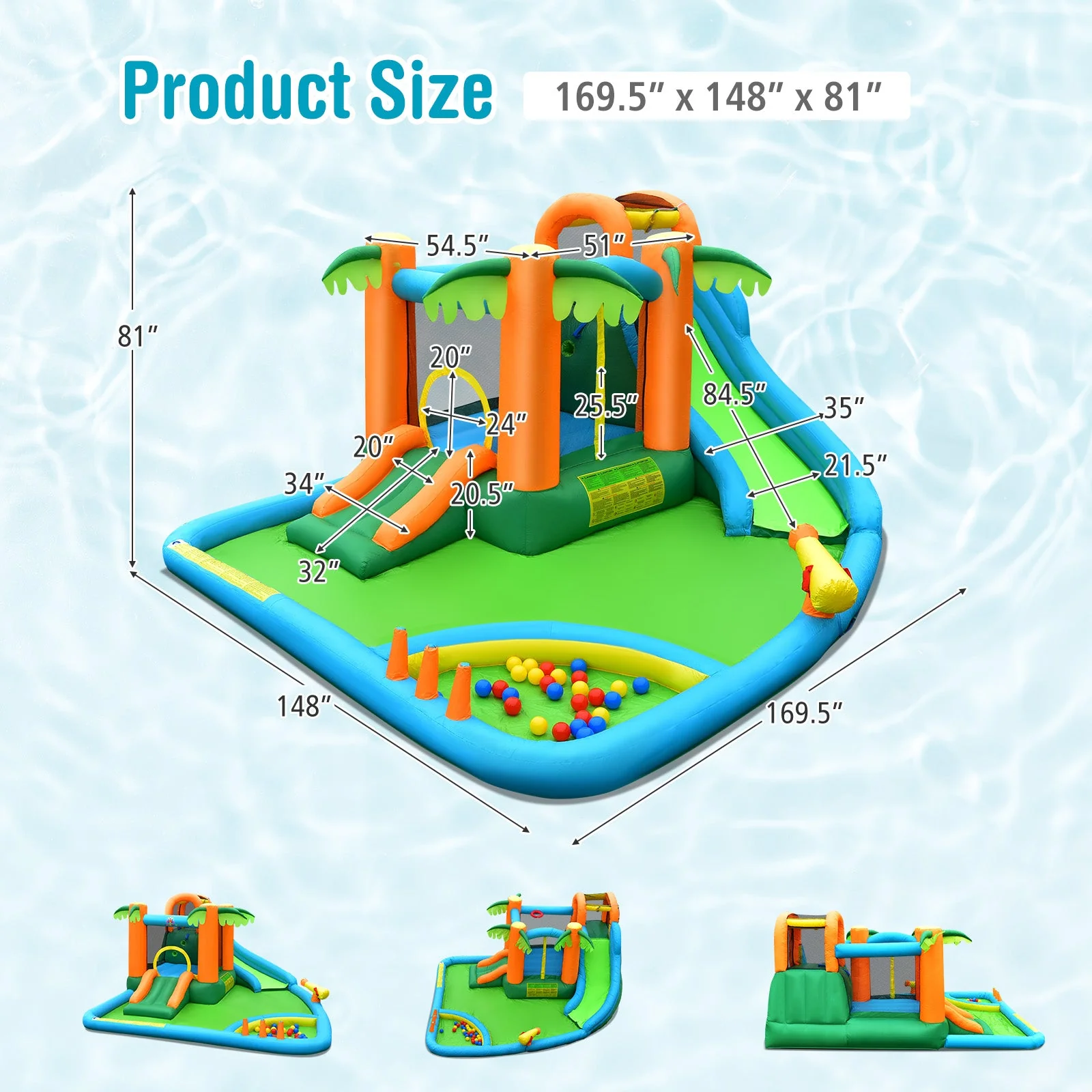 7-in-1 Inflatable Water Slide Park with 780W Blower - Image 3