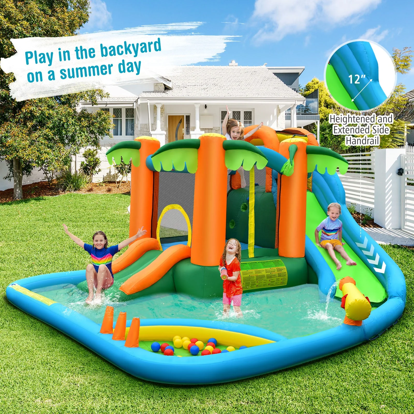 7-in-1 Inflatable Water Slide Park with 780W Blower - Image 4