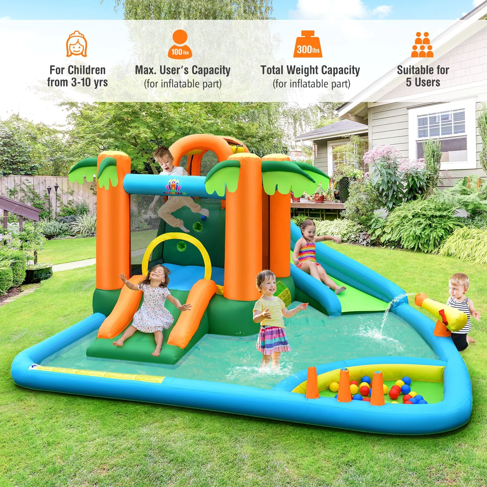 7-in-1 Inflatable Water Slide Park with 780W Blower - Image 8