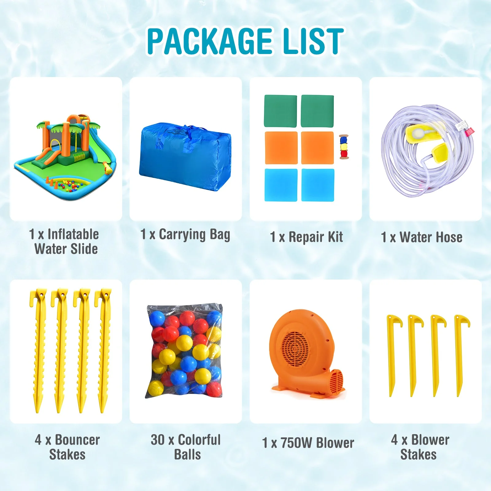 7-in-1 Inflatable Water Slide Park with Trampoline Climbing and 680W Blower - Image 8