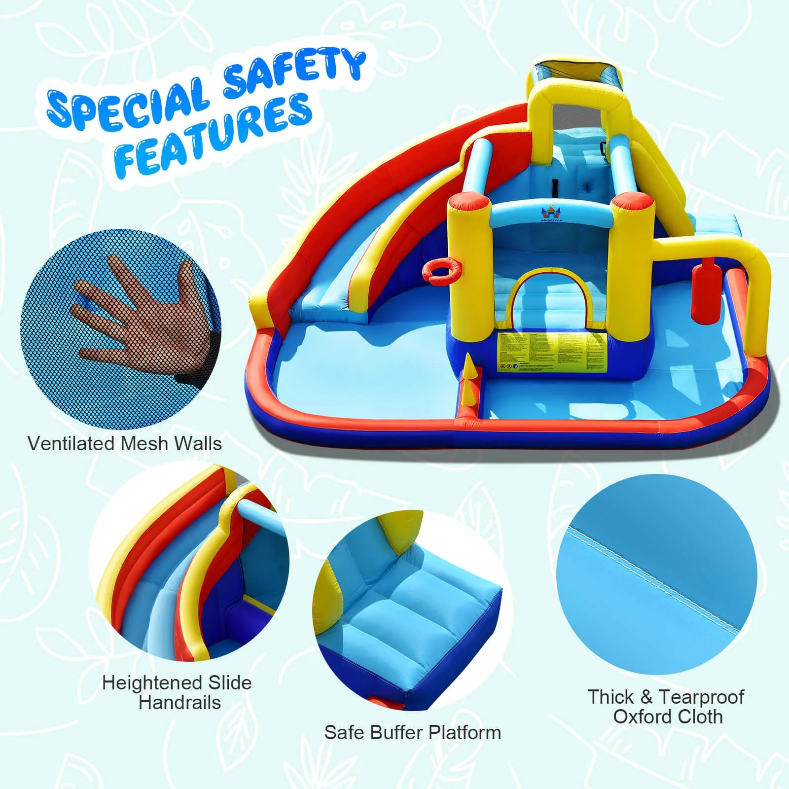 7-in-1 Inflatable Water Slide with 735W Air Blower and Splash Pool - Image 7