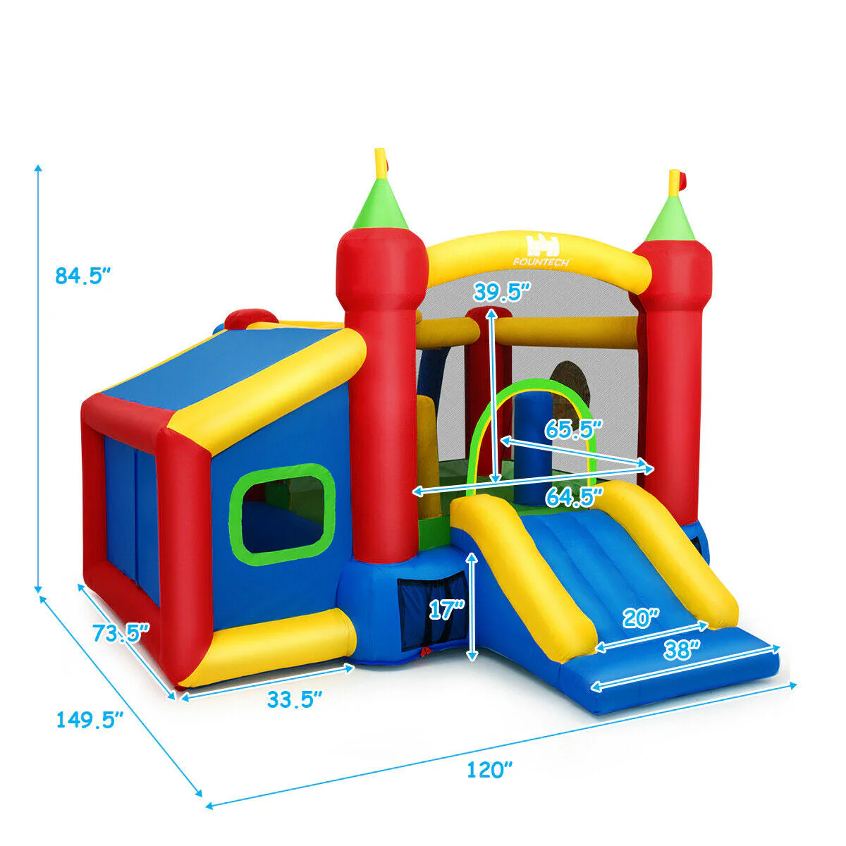 7-in-1 Kids Inflatable Bounce House with Ocean Balls and 480W Blower - Image 5