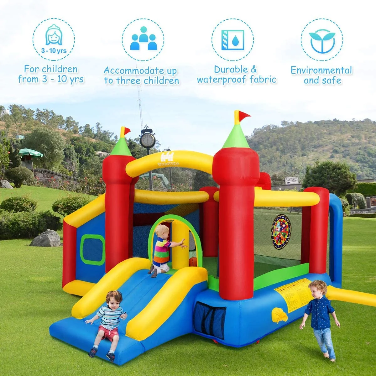 7-in-1 Kids Inflatable Bounce House with Ocean Balls and 480W Blower - Image 6