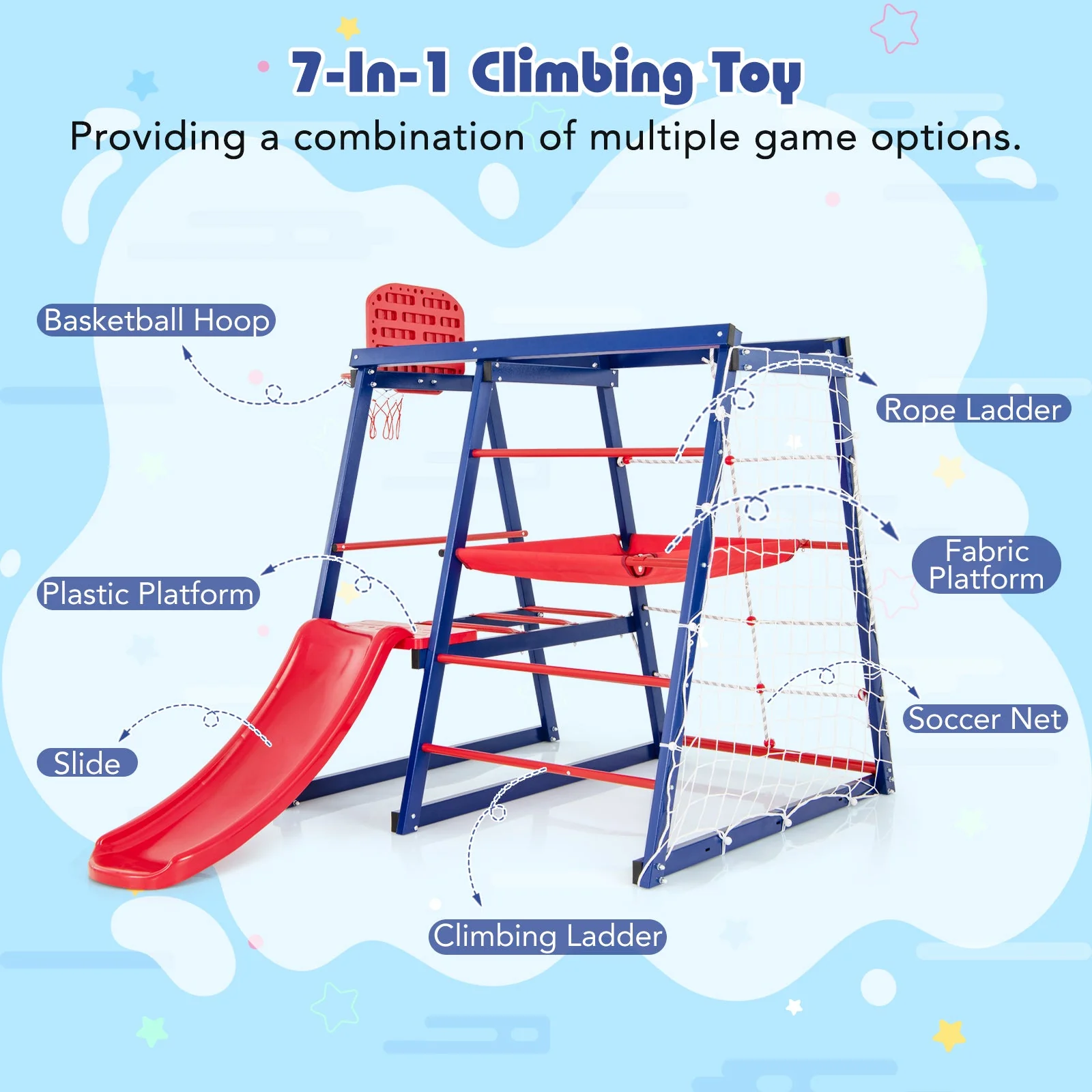 7-In-1 Metal Toddler Climbing Toys for 3-7 Years Old - Image 6