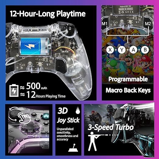 7-in-1 Multi-Platform Wireless Game Controller Set - LED RGB Breathing Lights - Image 7