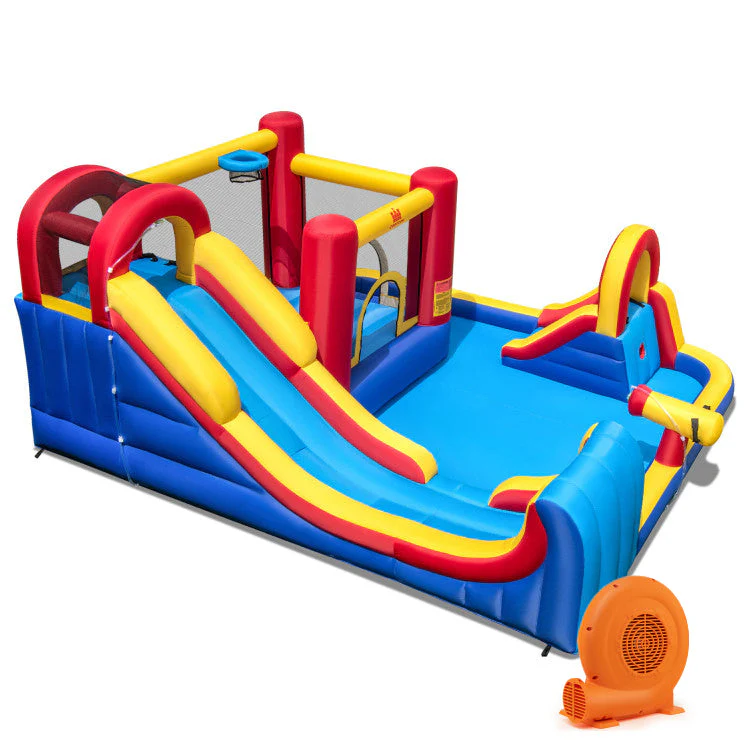 7 in 1 Outdoor Inflatable Bounce House with Water Slides and Splash Pools with 680W Blower - Image 3