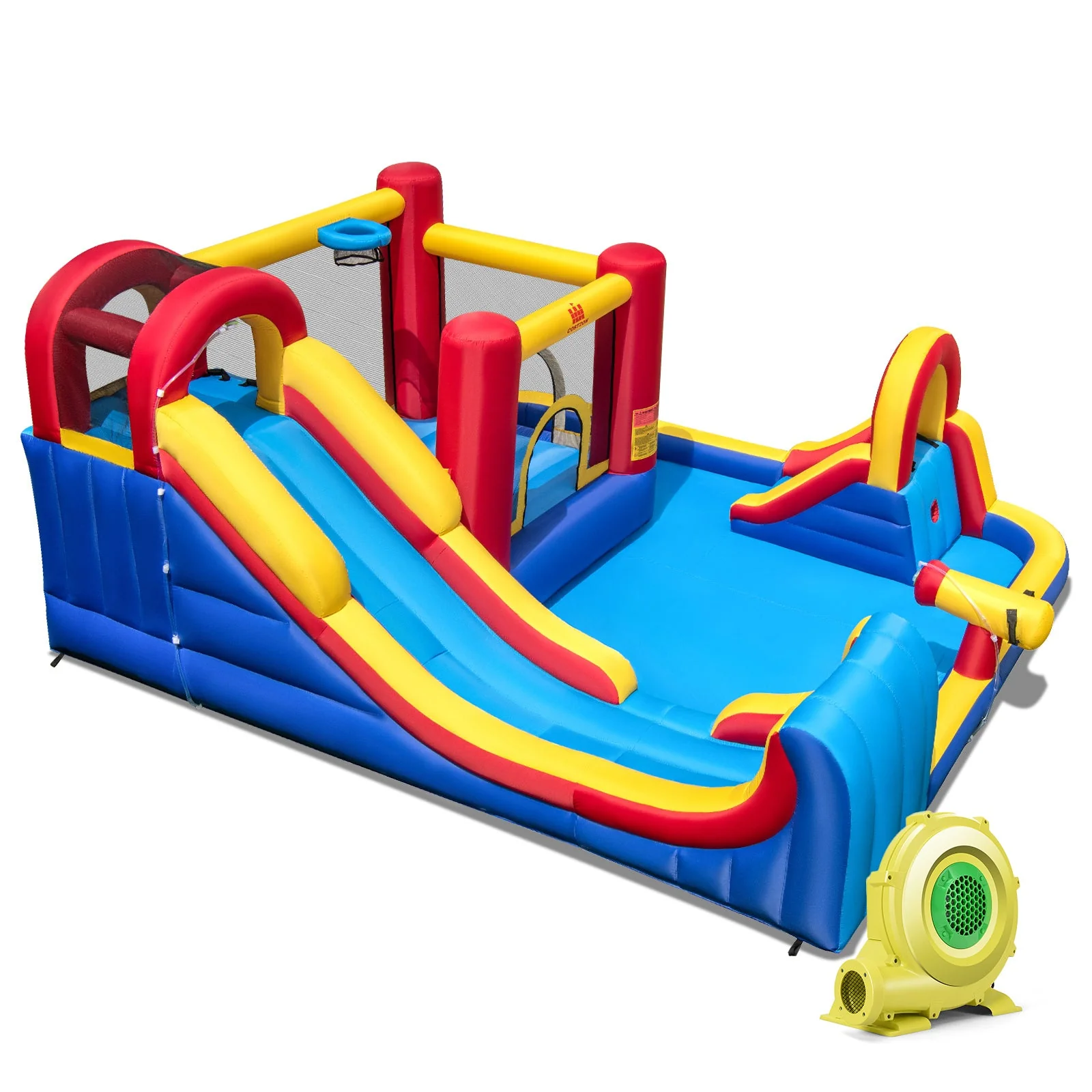 7 in 1 Outdoor Inflatable Bounce House with Water Slides and Splash Pools with 950W Blower - Image 3