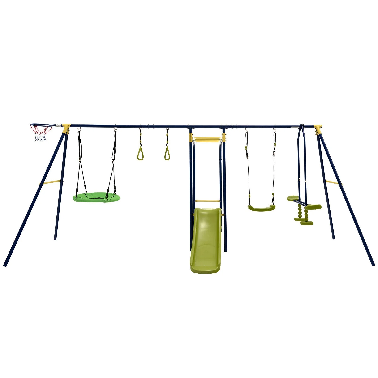7-in-1 Stable A-shaped Outdoor Swing Set for Backyard - Image 3