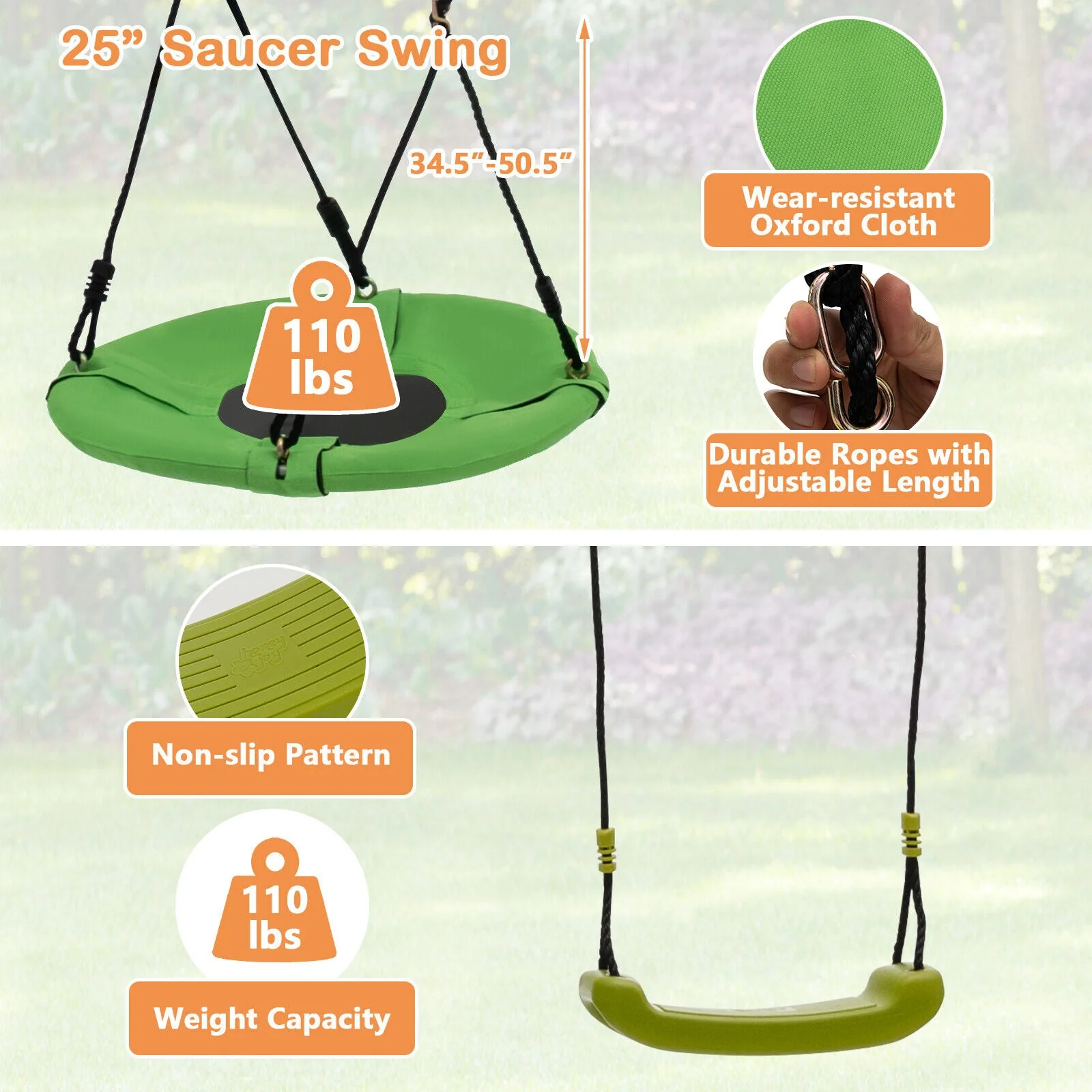 7-in-1 Stable A-shaped Outdoor Swing Set for Backyard - Image 8