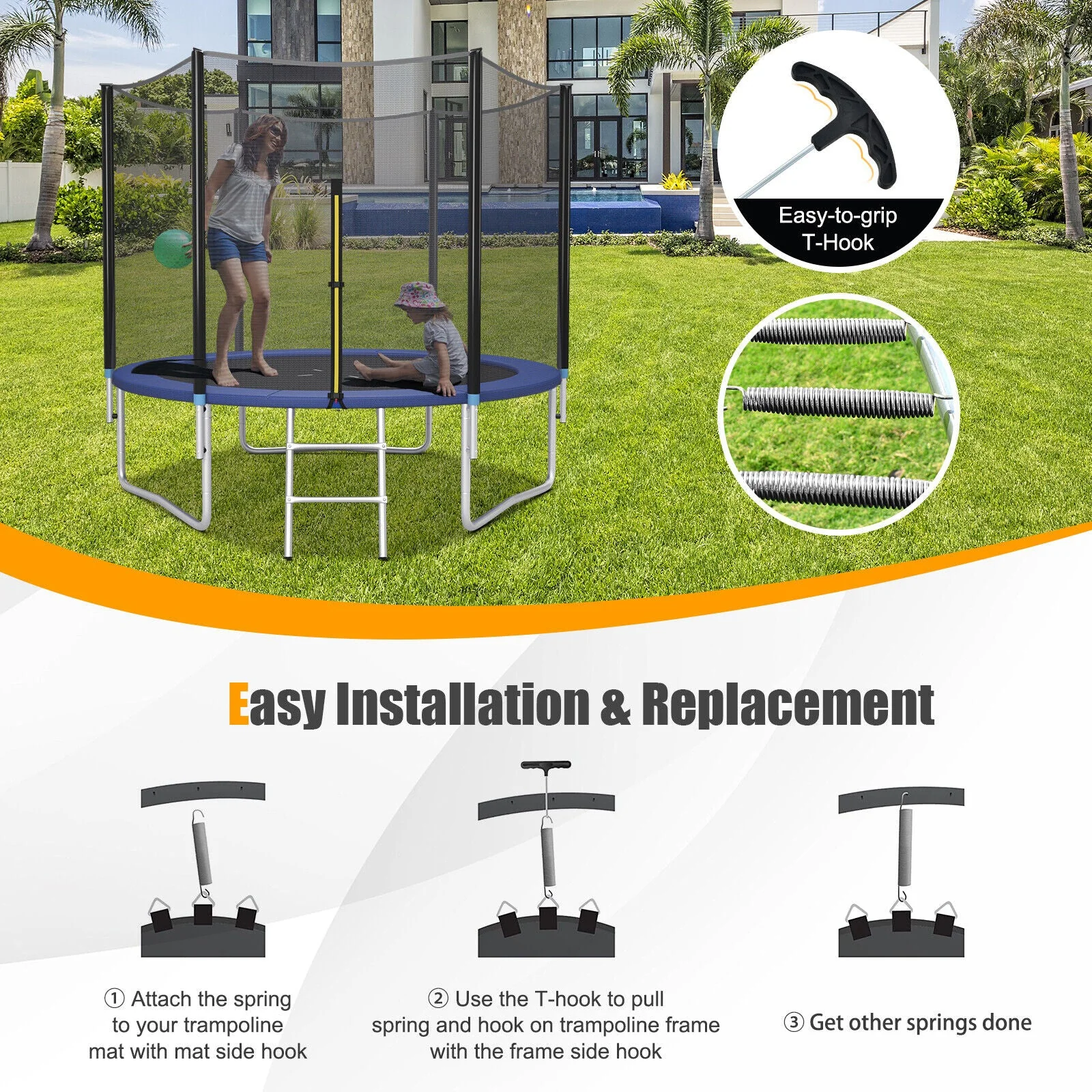 7 Inch Rustproof Galvanized Steel Replacement Trampoline Elasticity Springs-7 Inch - Image 7