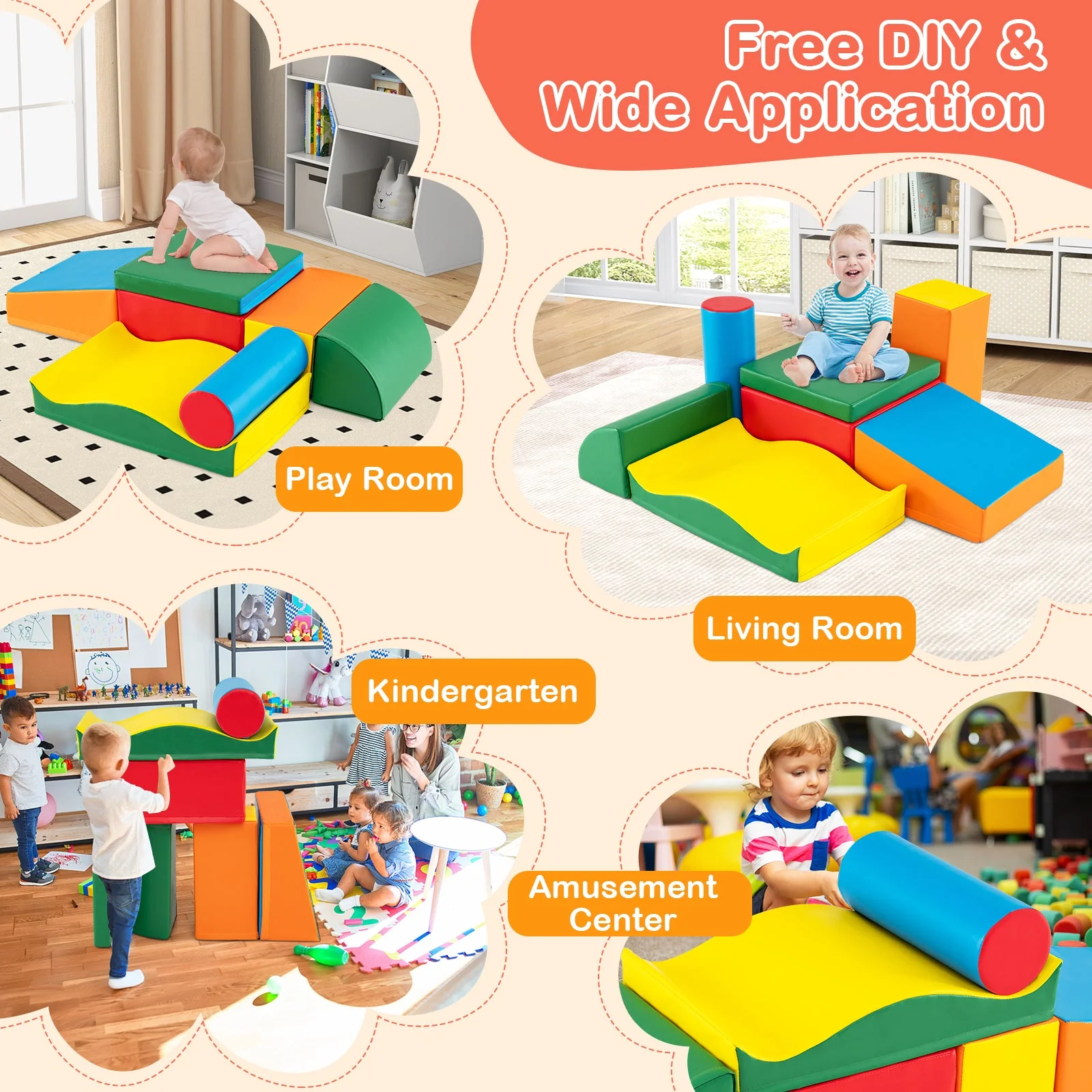 7 Pieces Toddlers Climbing Toys with EPE Foam and Removable PU Leather - Image 8
