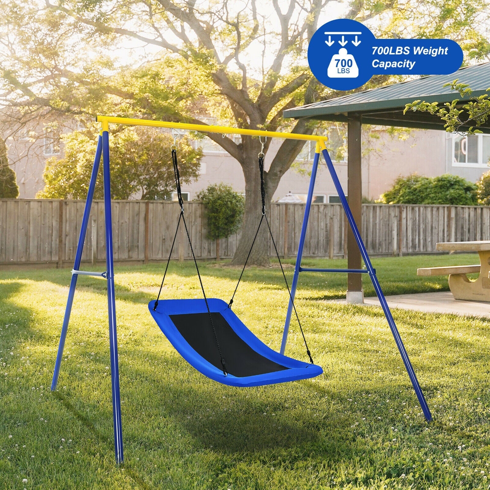 700lb Giant 60 Inch Platform Tree Swing for Kids and Adults-Blue - Image 6