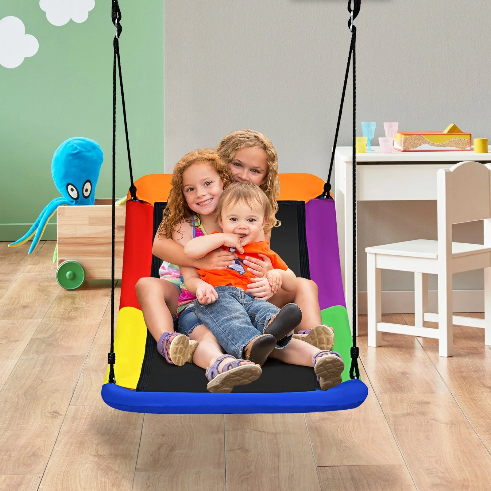 700lb Giant 60 Inch Platform Tree Swing for Kids and Adults-Multicolor - Image 2
