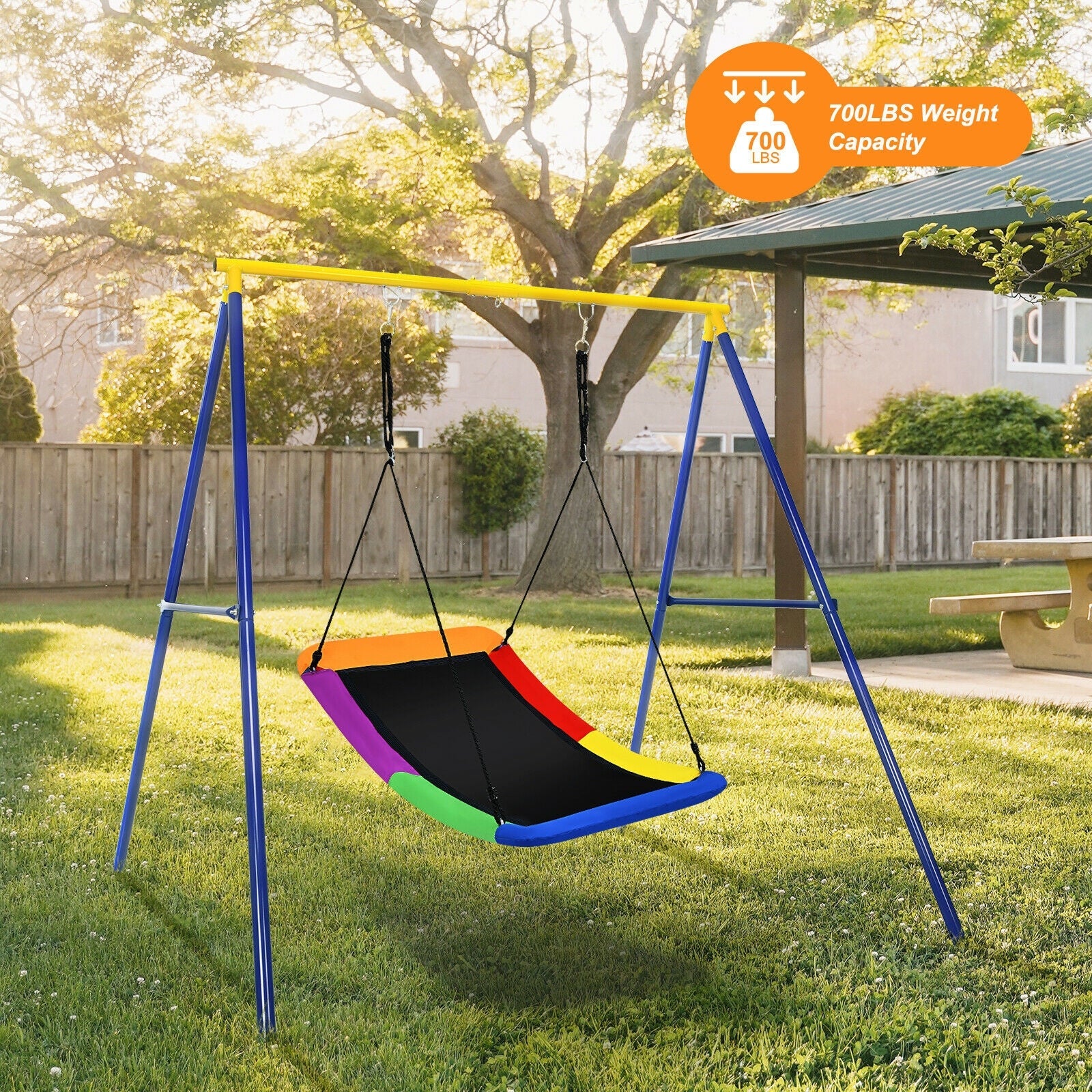 700lb Giant 60 Inch Platform Tree Swing for Kids and Adults-Multicolor - Image 7