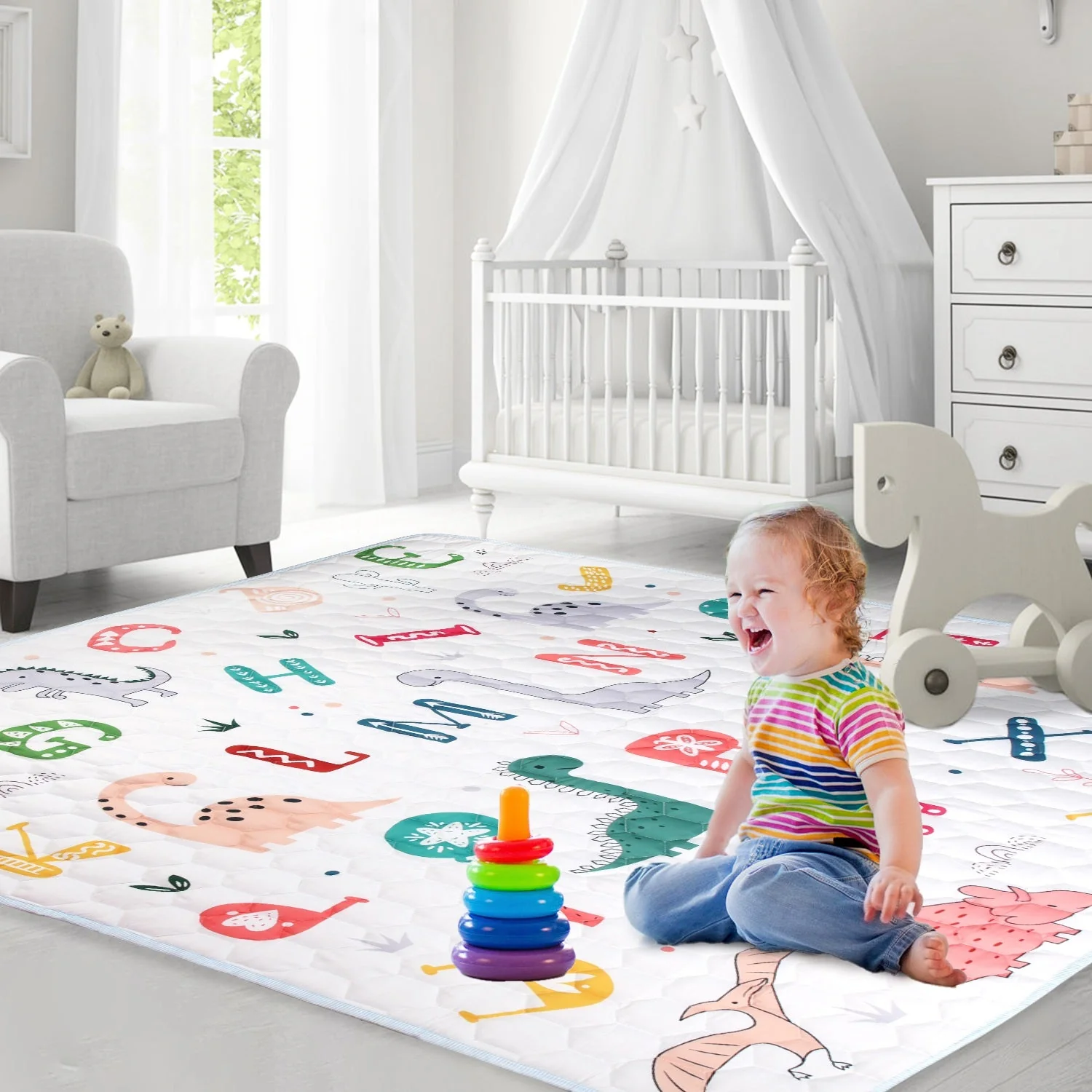 71x59IN Baby Play Mat Non-Slip Baby Crawling Mat Foldable Playpen Mat Machine Washable for Newborns Infants Babies Toddlers - Image 4