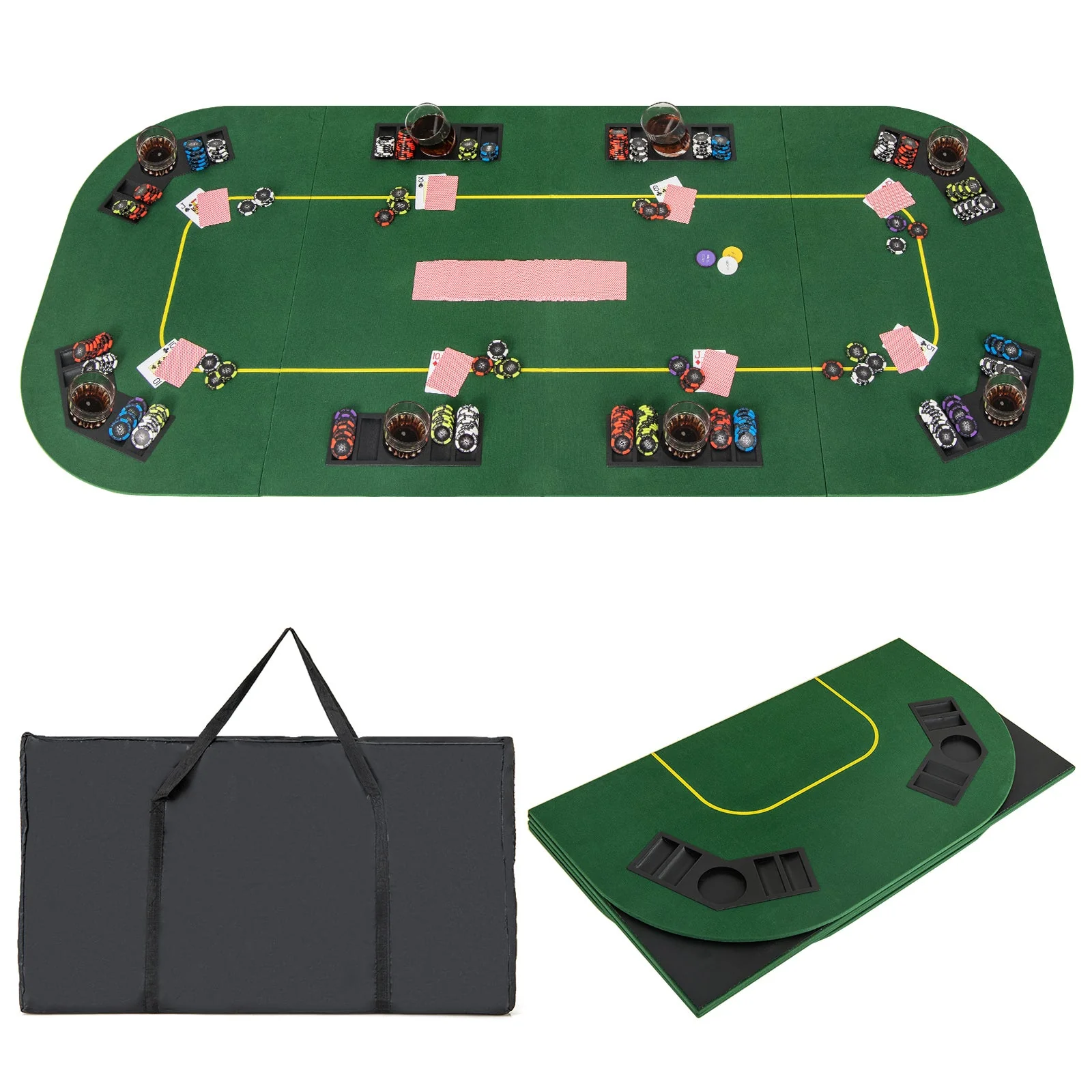 79 x 36 Inch 8-Player Foldable Poker Table Top with Carry Bag and Cup Holders - Image 4
