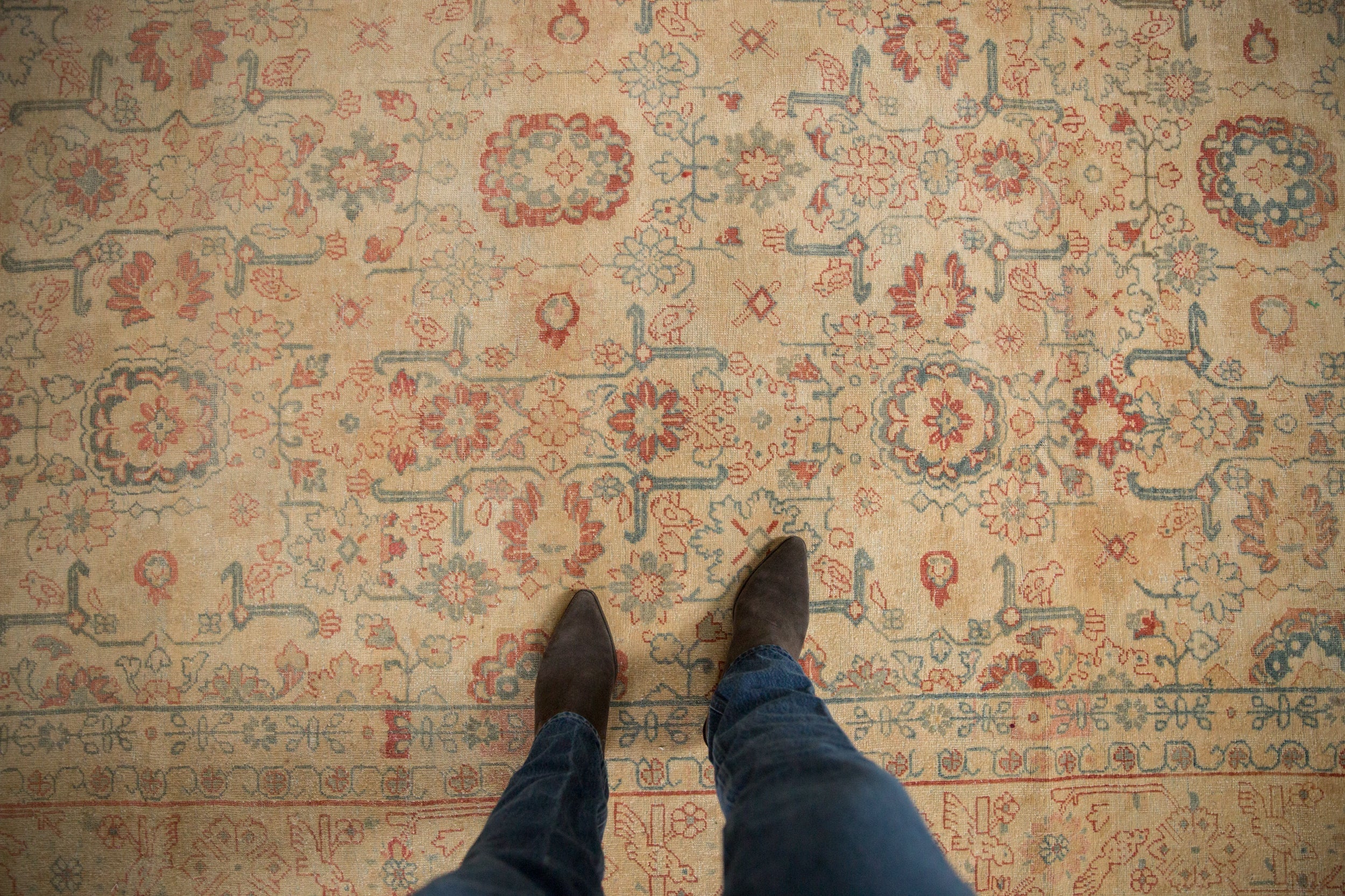 7x10.5 Vintage Distressed Tabriz Carpet - Image 2