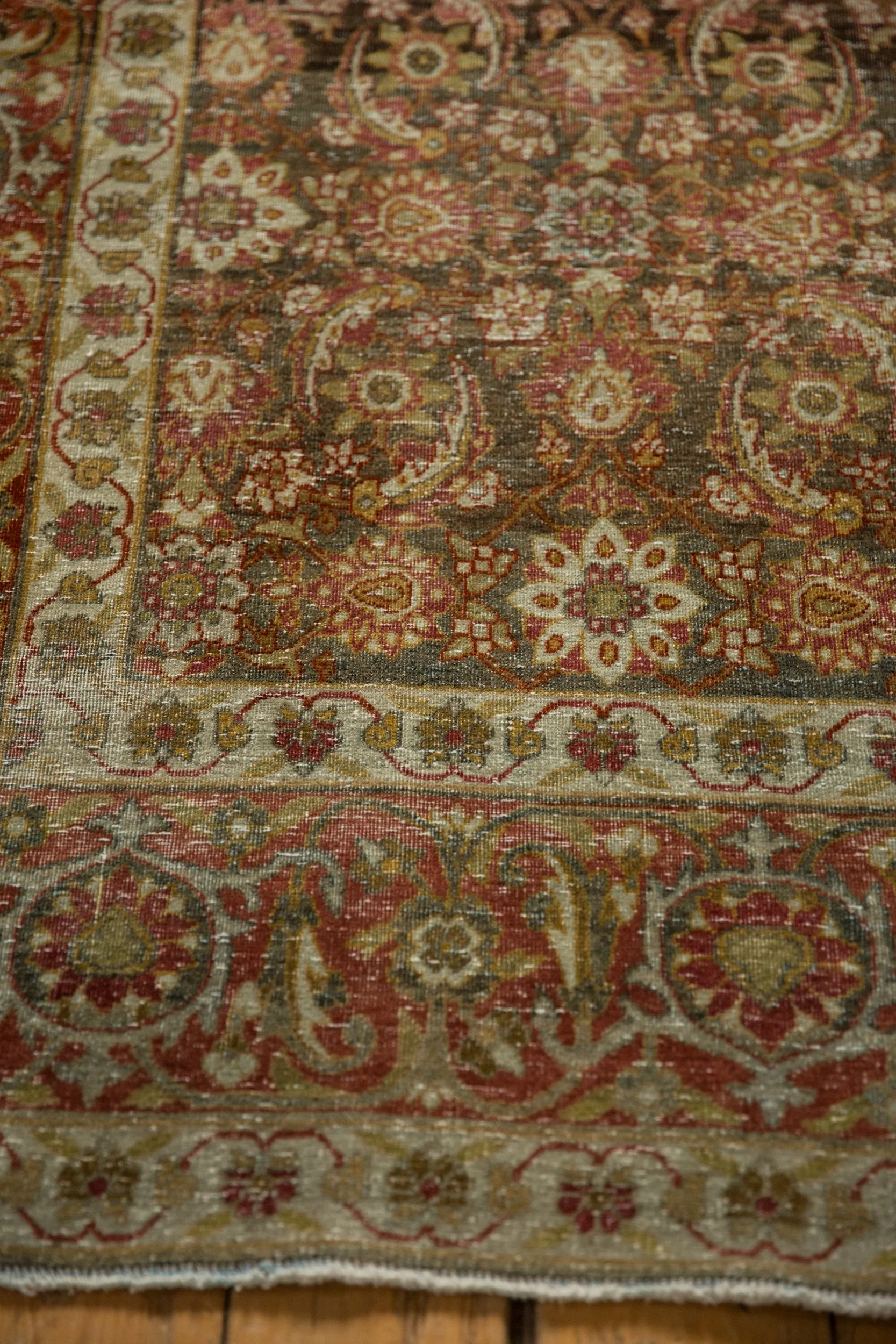 7x9.5 Vintage Distressed Tabriz Carpet - Image 8