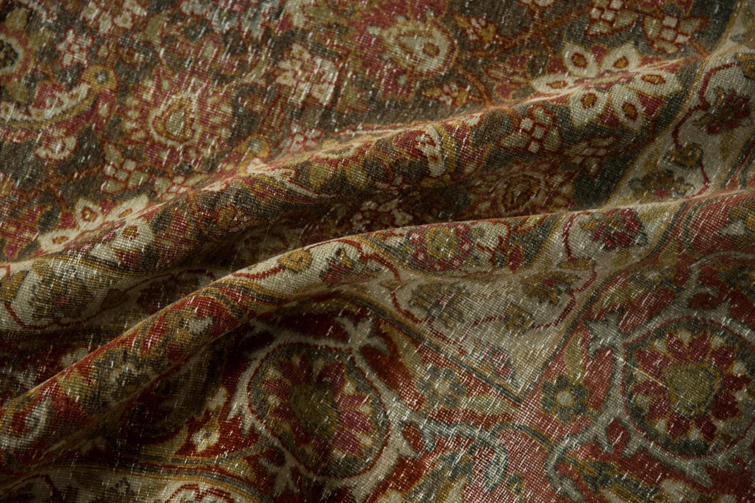 7x9.5 Vintage Distressed Tabriz Carpet - Image 9
