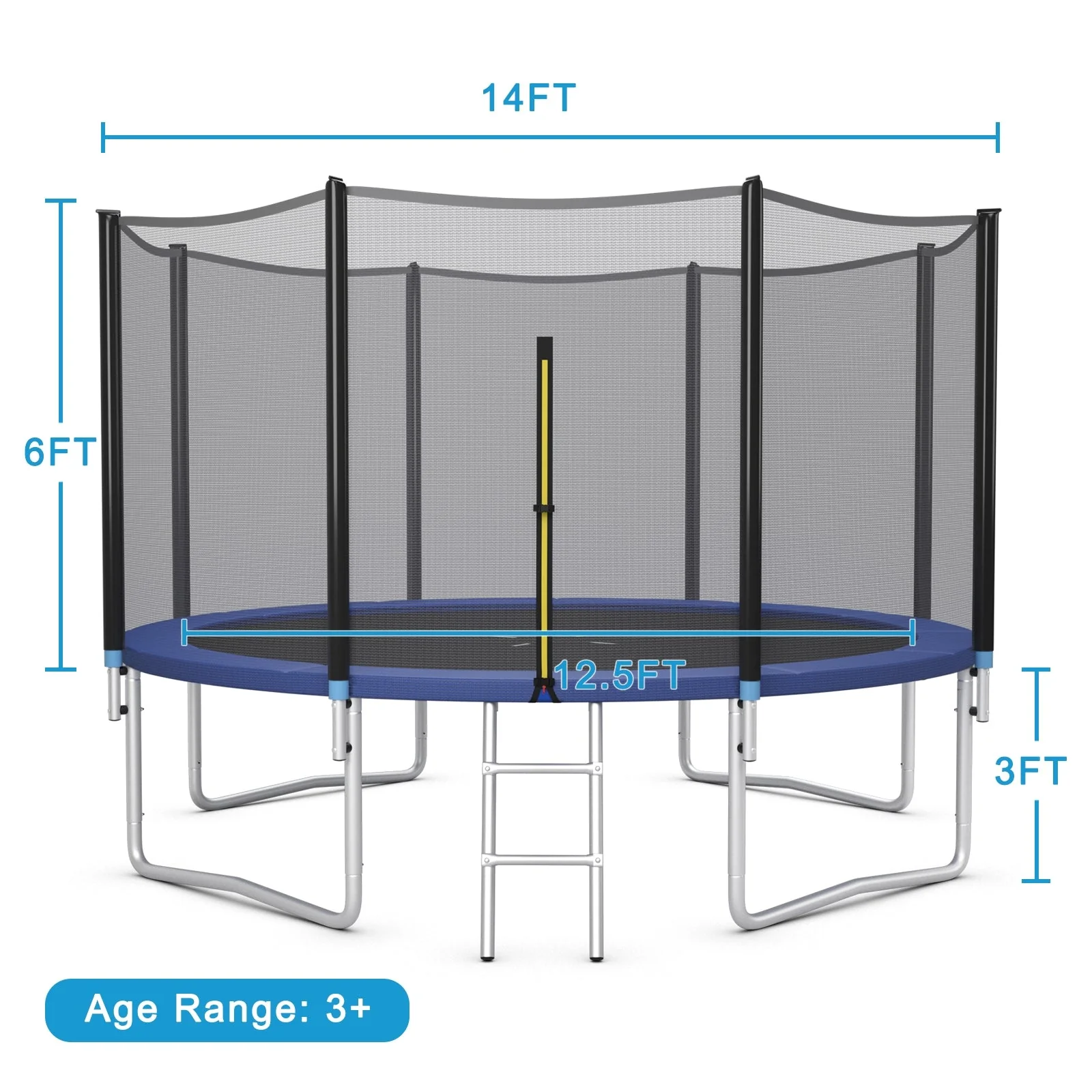 8/10/12/14/15/16 Feet Outdoor Trampoline Bounce Combo with Safety Closure Net Ladder-14 ft - Image 4
