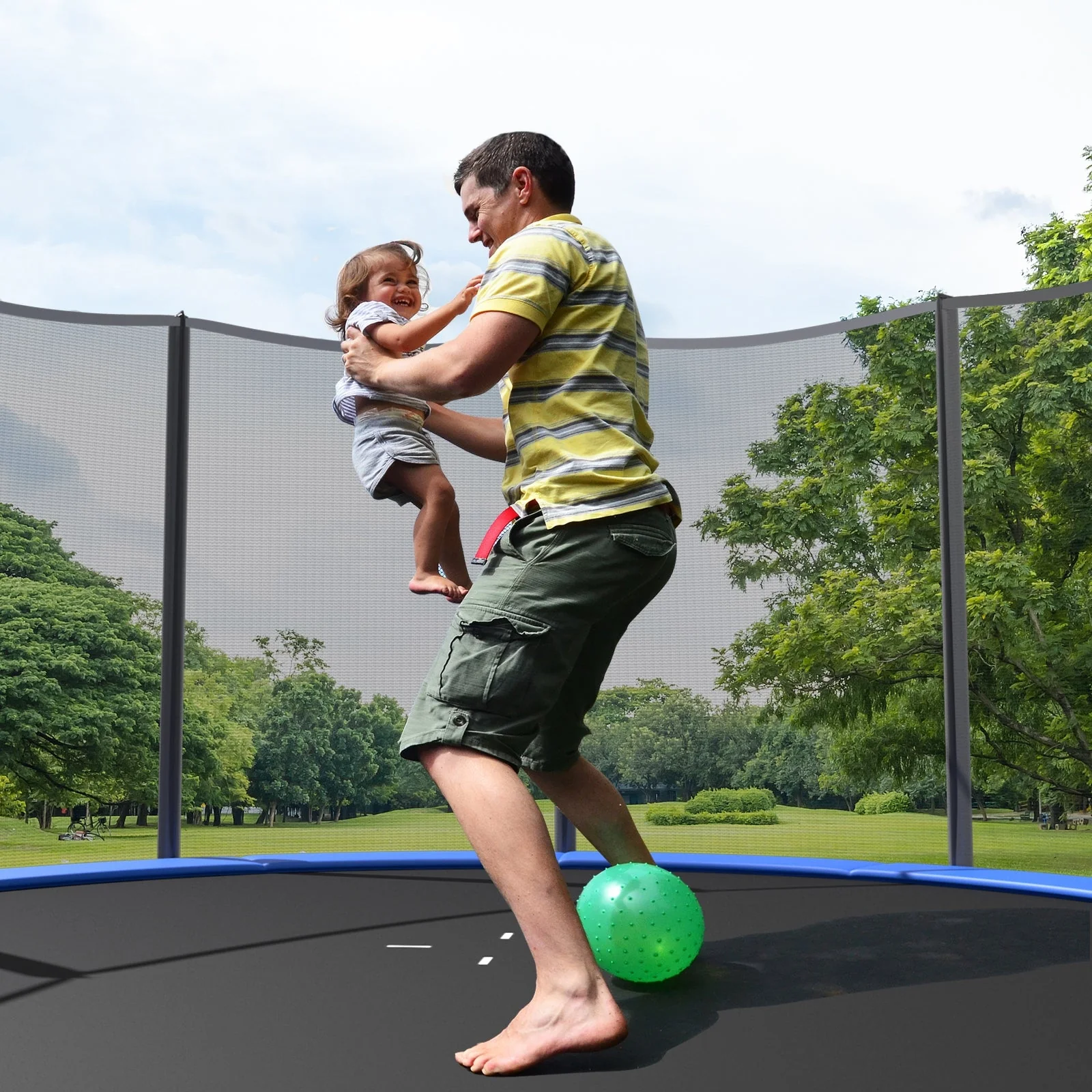 8/10/12/14/15/16 Feet Outdoor Trampoline Bounce Combo with Safety Closure Net Ladder-16 ft - Image 2