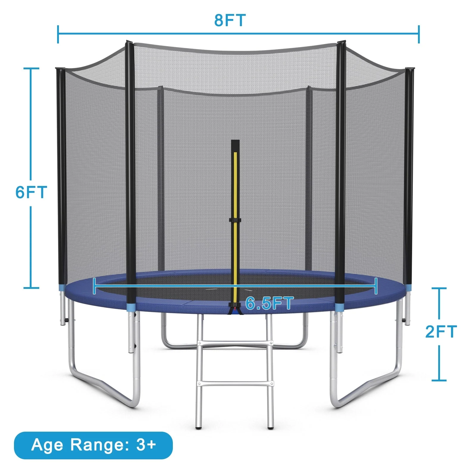 8/10/12/14/15/16 Feet Outdoor Trampoline Bounce Combo with Safety Closure Net Ladder-8 ft - Image 4