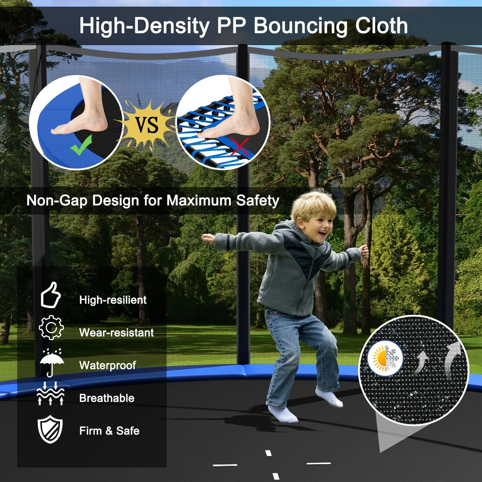 8/10/12/14/15/16 Feet Outdoor Trampoline Bounce Combo with Safety Closure Net Ladder-8 ft - Image 6