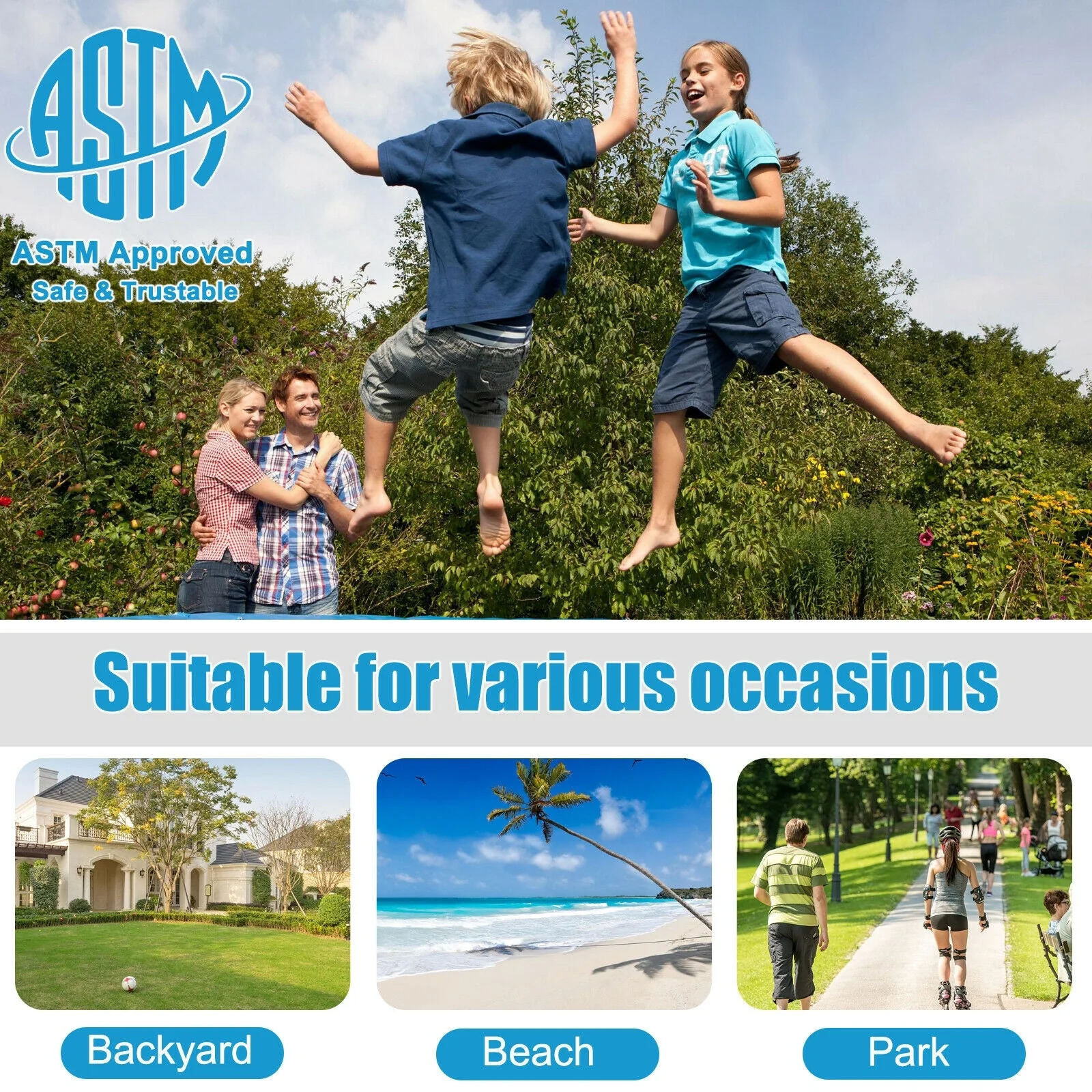 8/10/12/14/15/16 Feet Outdoor Trampoline Bounce Combo with Safety Closure Net Ladder-8 ft - Image 7