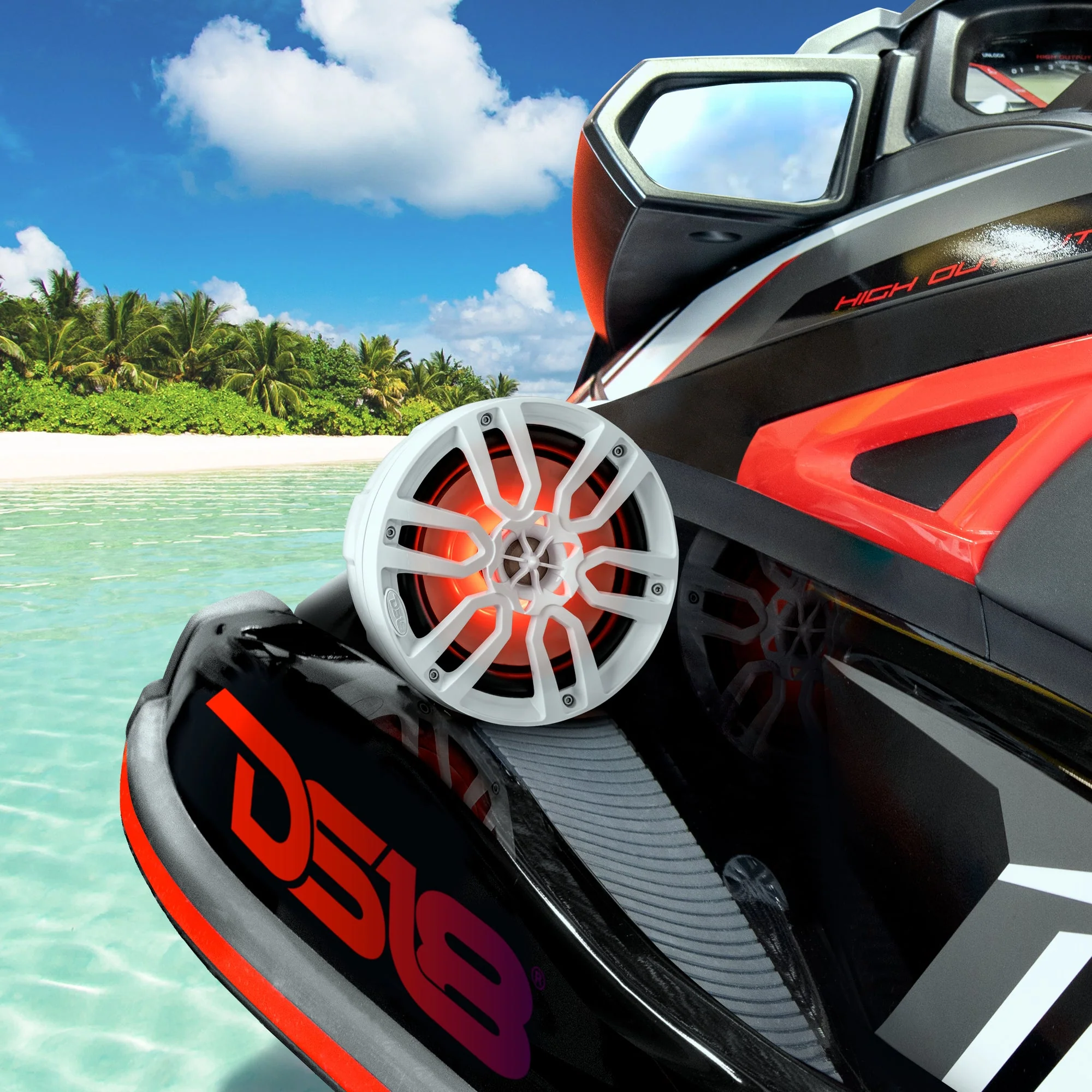 8" Compact Speaker Tower with Marine Amplifier, Installation Kit, and RGB LED Lights - Perfect Package for Jet Ski - Image 3