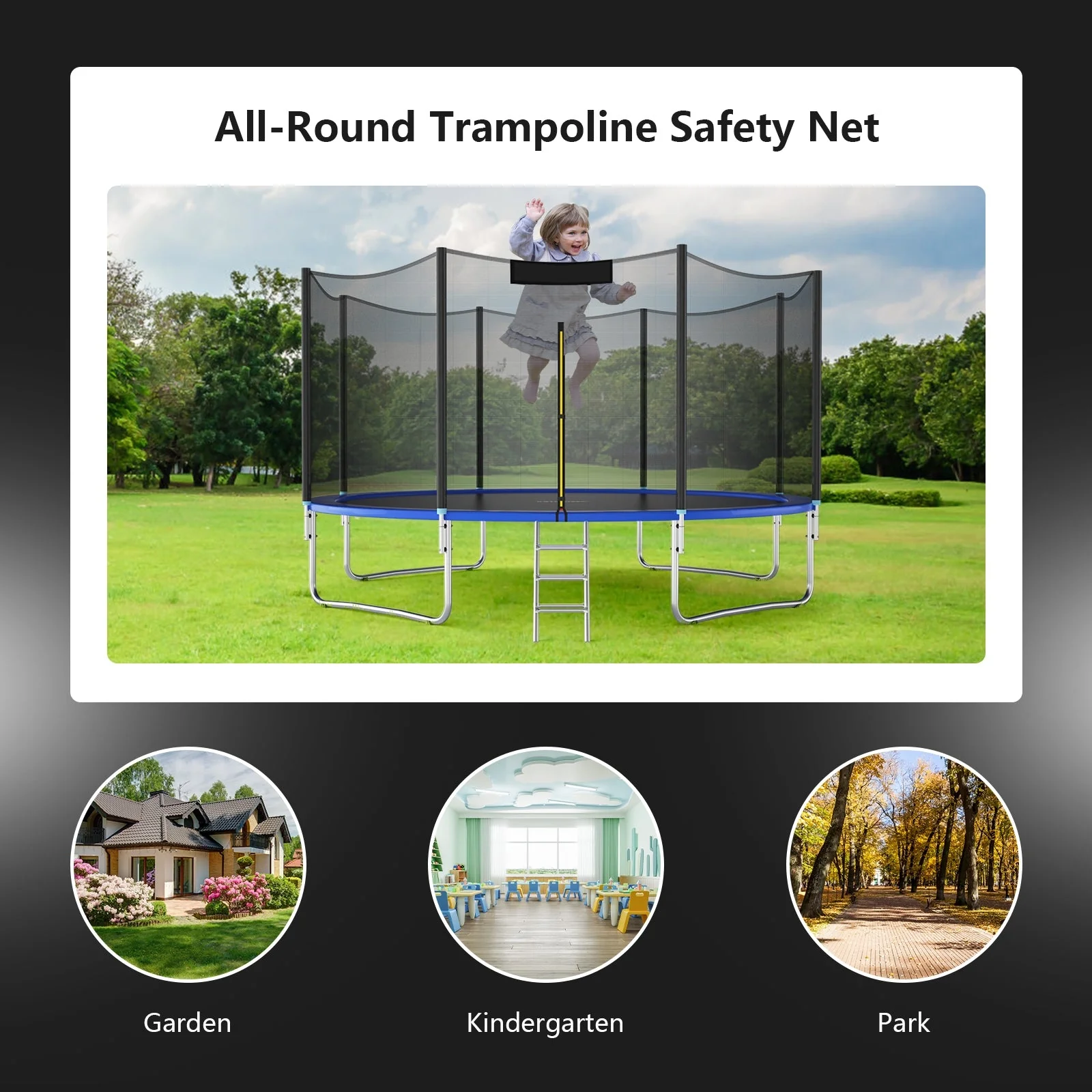 8 Feet Trampoline Safety Replacement Protection Enclosure Net - Image 2