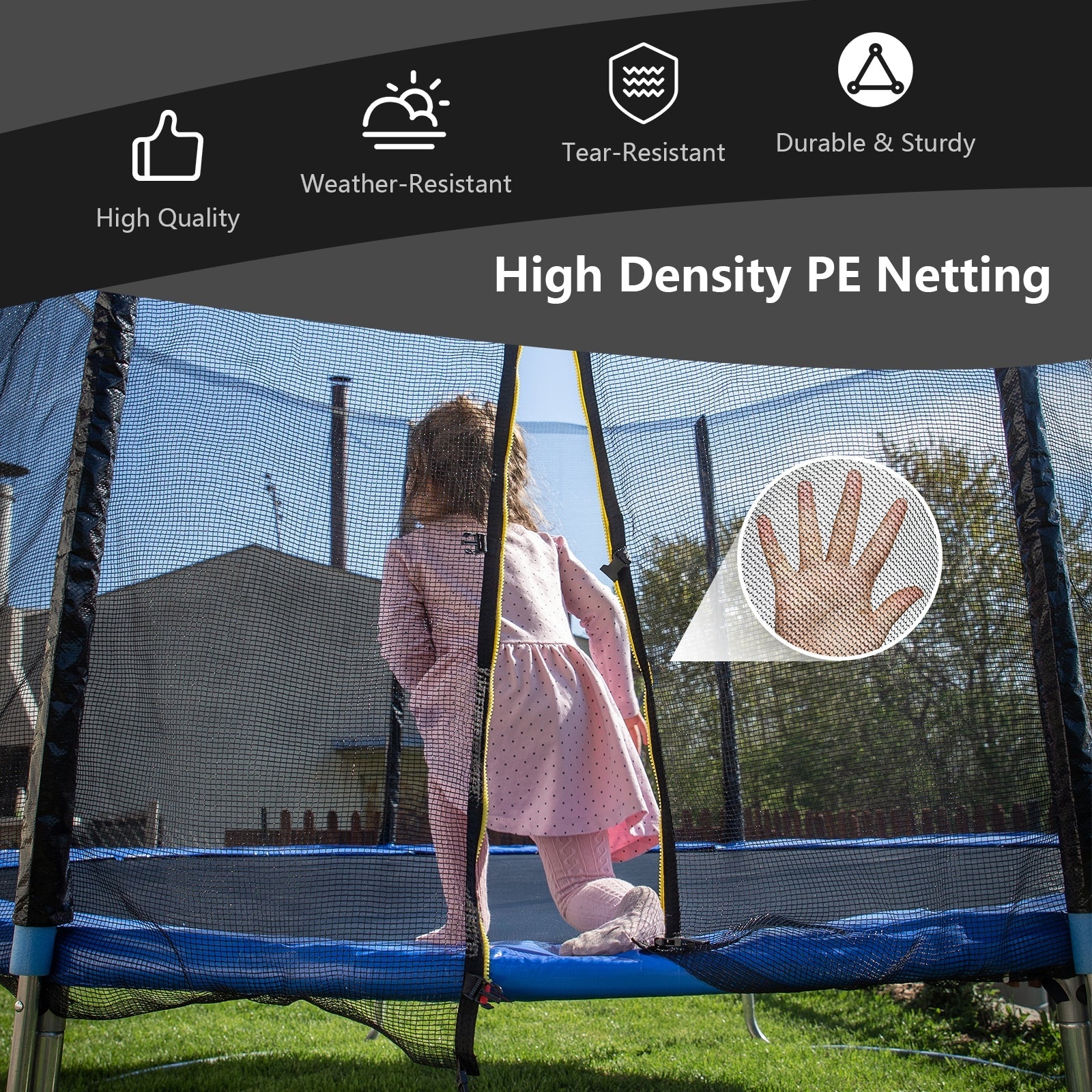 8 Feet Trampoline Safety Replacement Protection Enclosure Net - Image 7