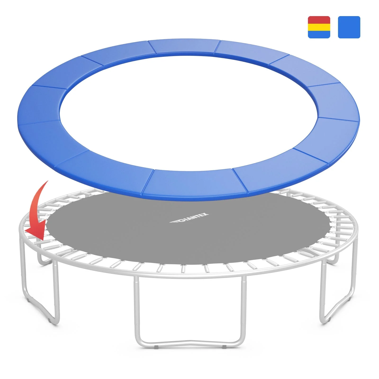 8 Feet Trampoline Spring Safety Cover without Holes-Blue - Image 4