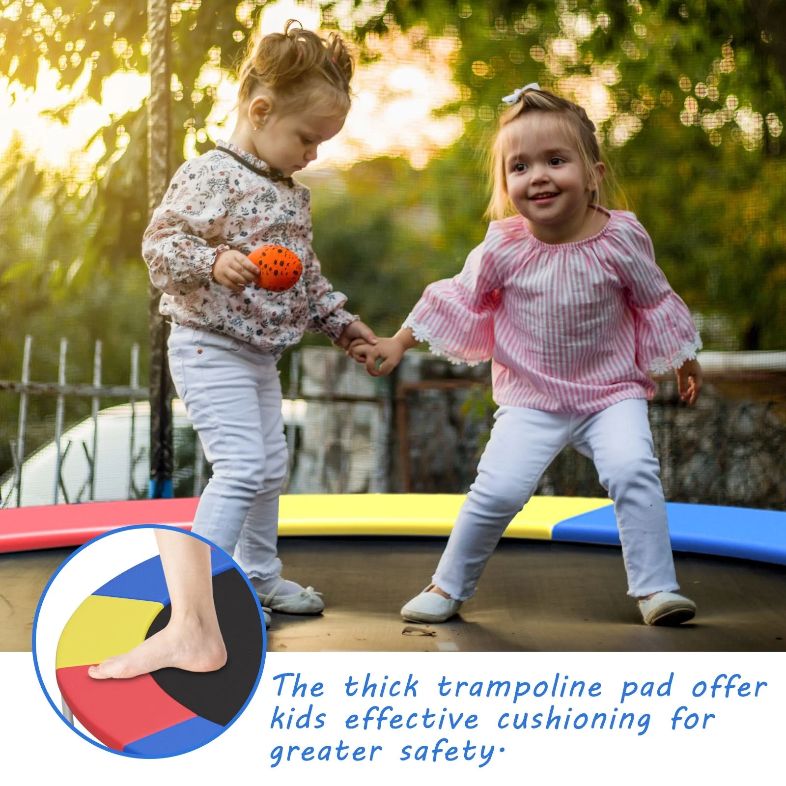 8 Feet Trampoline Spring Safety Cover without Holes-Multicolor - Image 2