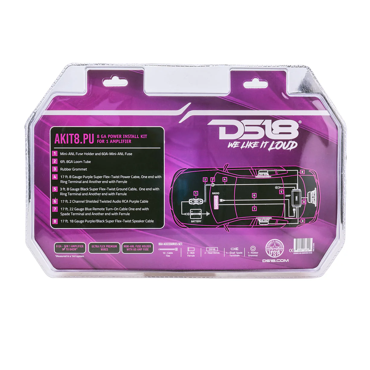 8-GA Amplifier Installation Wiring Kit - Purple - Image 6