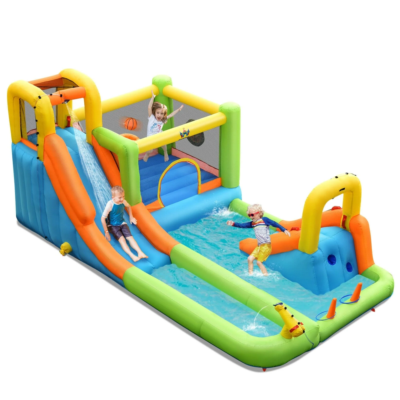 8 in 1 Inflatable Water Slide Park Bounce House Without Blower - Image 3