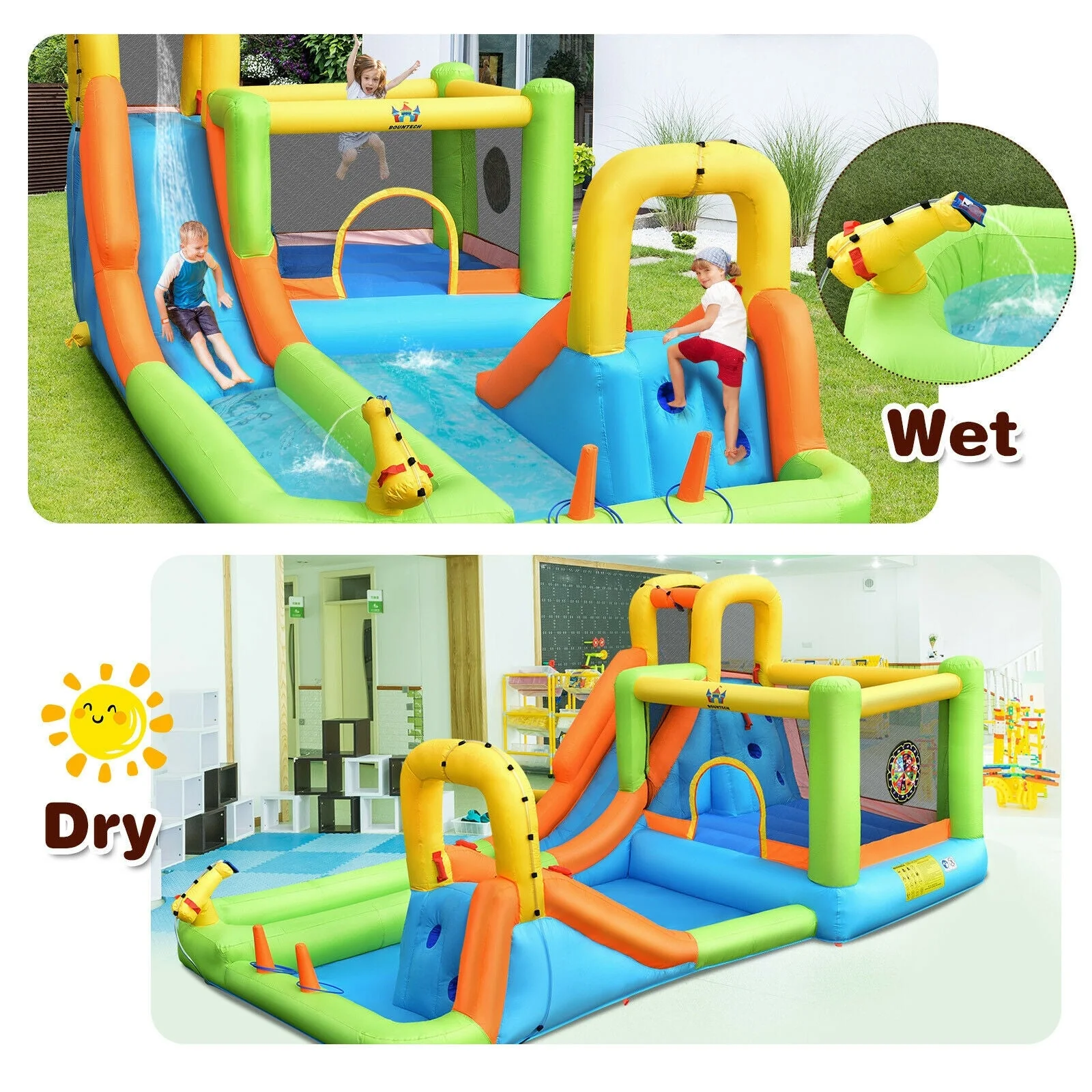 8 in 1 Inflatable Water Slide Park Bounce House Without Blower - Image 6