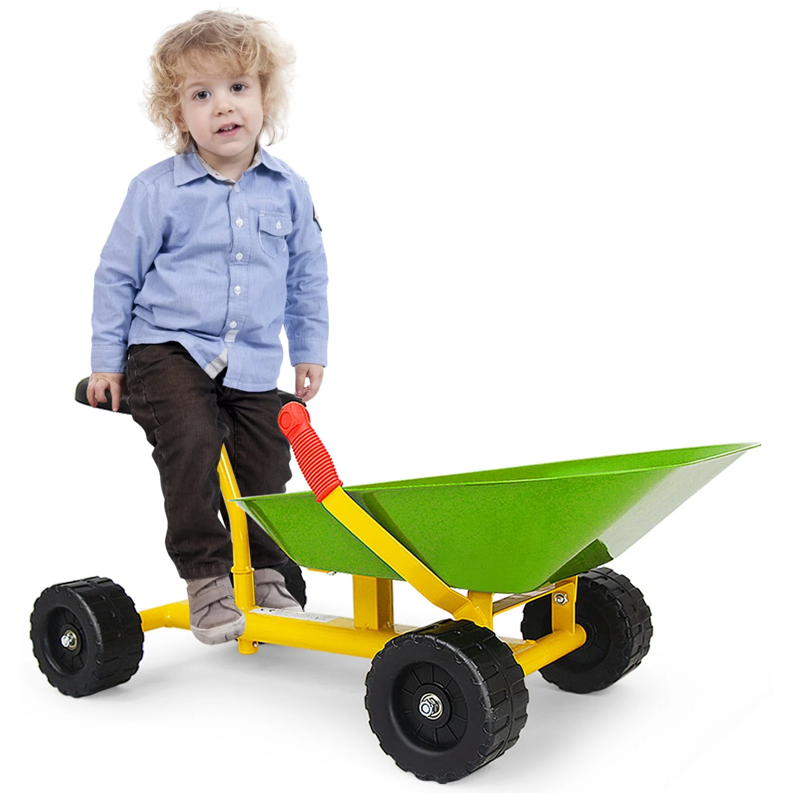 8 Inch Heavy Duty Kids Ride-on Sand Dumper with 4 Wheels-Lime Green - Image 4