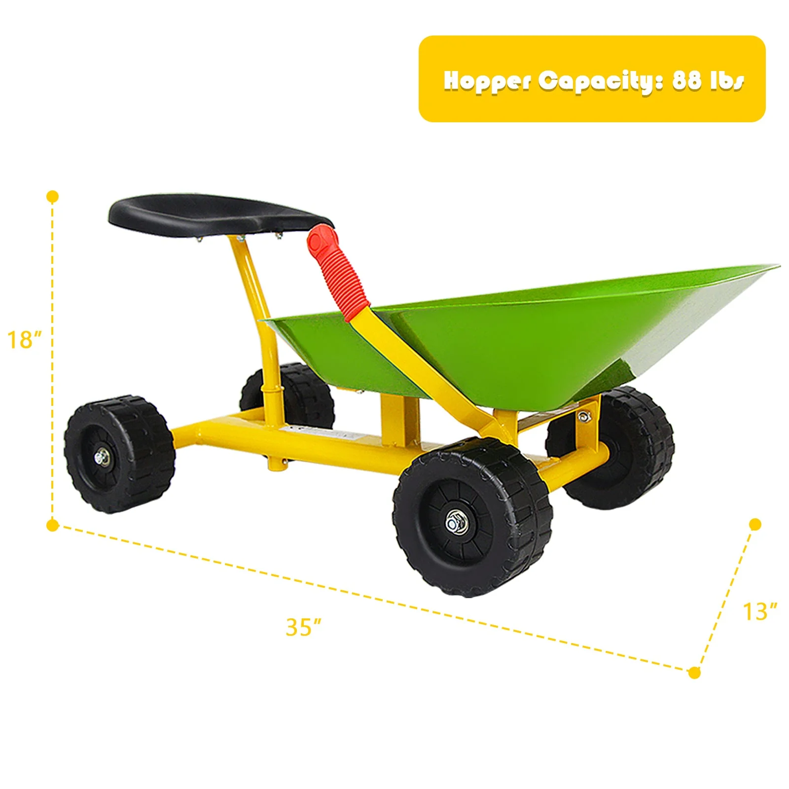8 Inch Heavy Duty Kids Ride-on Sand Dumper with 4 Wheels-Lime Green - Image 5