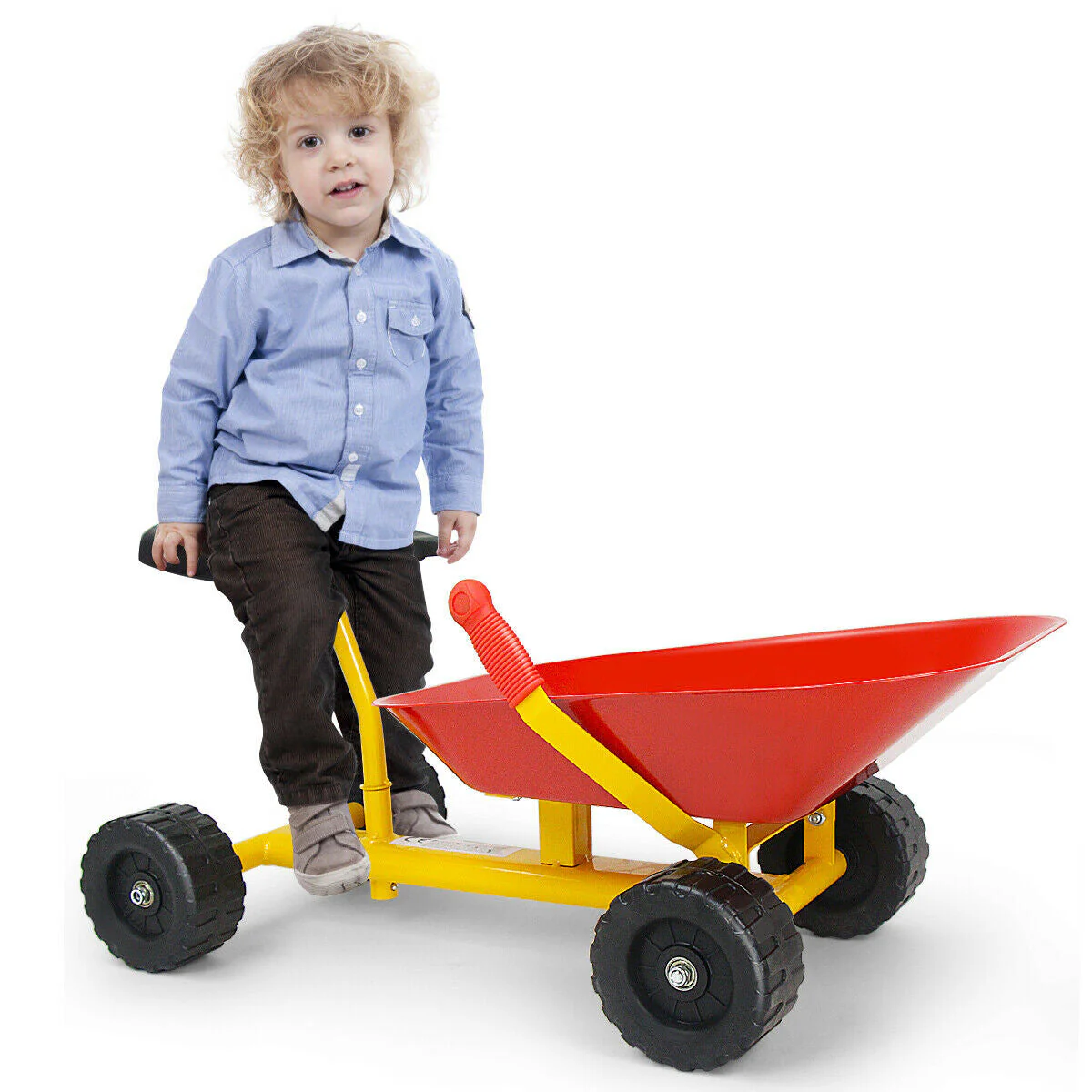 8 Inch Heavy Duty Kids Ride-on Sand Dumper with 4 Wheels-Red - Image 4