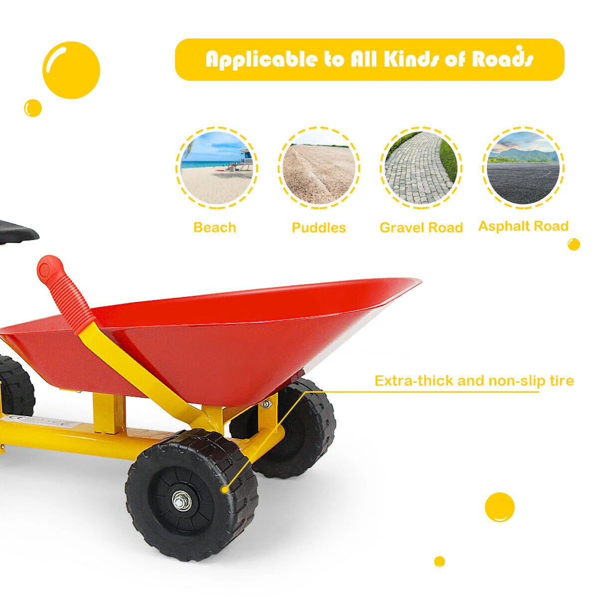 8 Inch Heavy Duty Kids Ride-on Sand Dumper with 4 Wheels-Red - Image 8