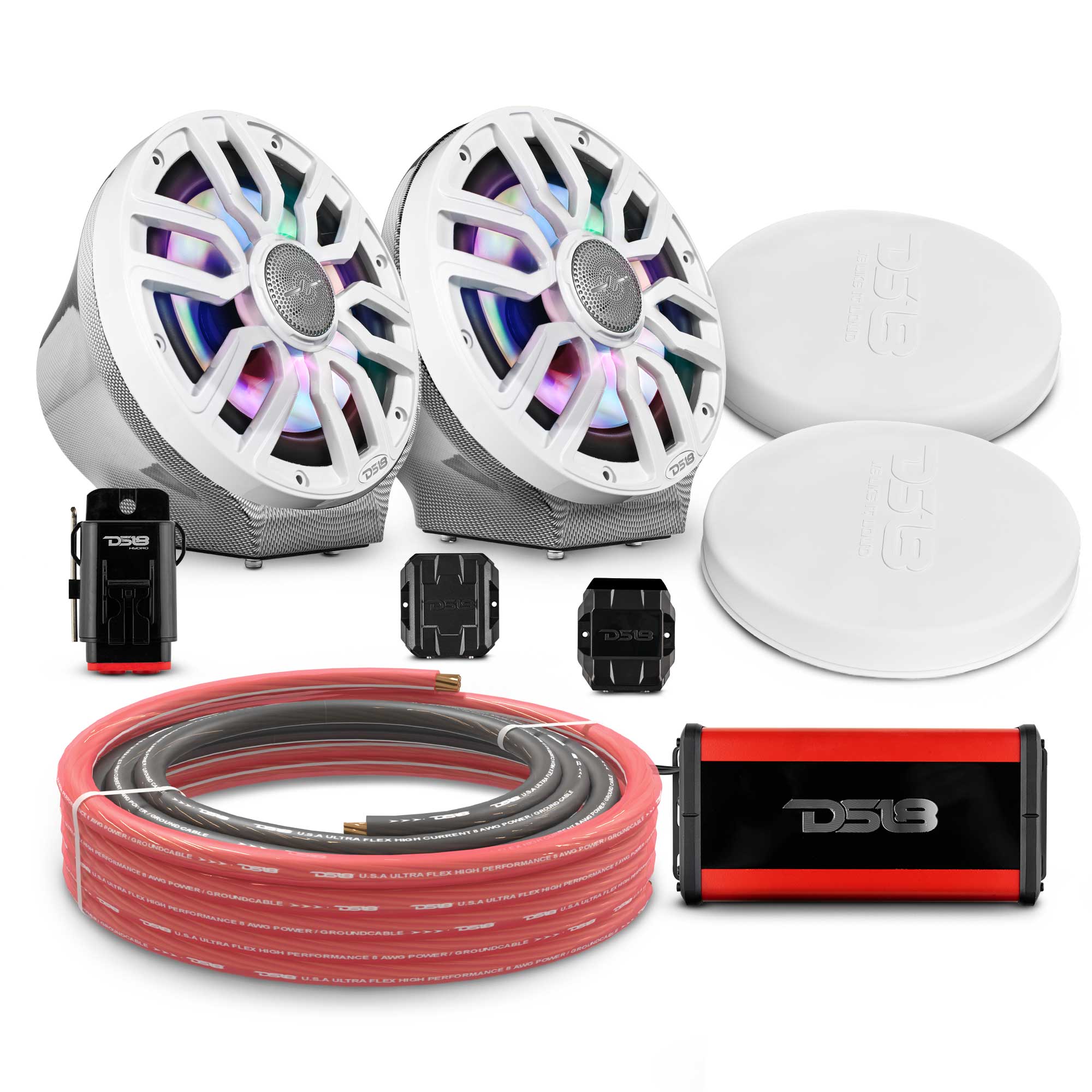 8" Loaded Flat Mount Speaker Pods with Amplifier, Installation Kit and Digital LED Lights, Package for Can-Am Spyder & Ryker - Image 10