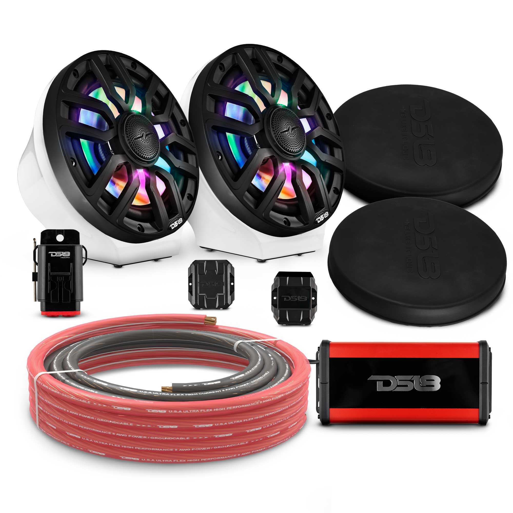 8" Loaded Flat Mount Speaker Pods with Amplifier, Installation Kit and Digital LED Lights, Package for Can-Am Spyder & Ryker - Image 5