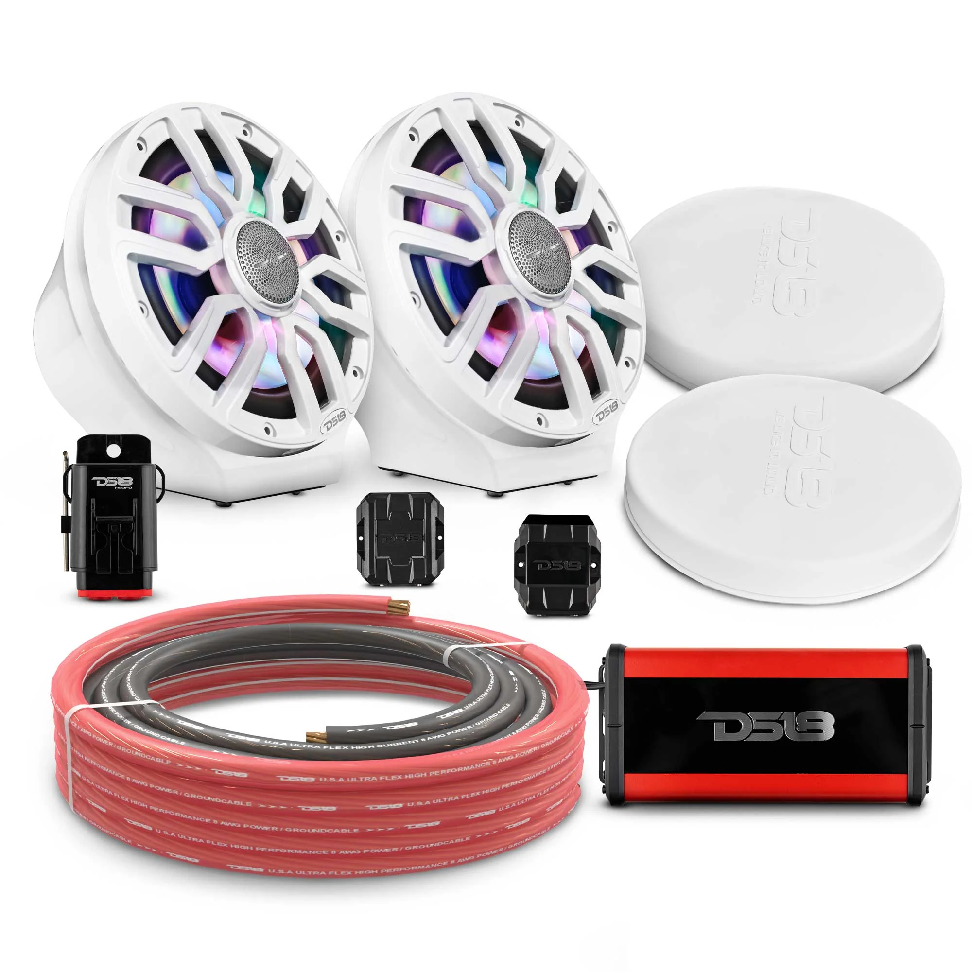8" Loaded Flat Mount Speaker Pods with Amplifier, Installation Kit and Digital LED Lights, Package for Can-Am Spyder & Ryker - Image 6