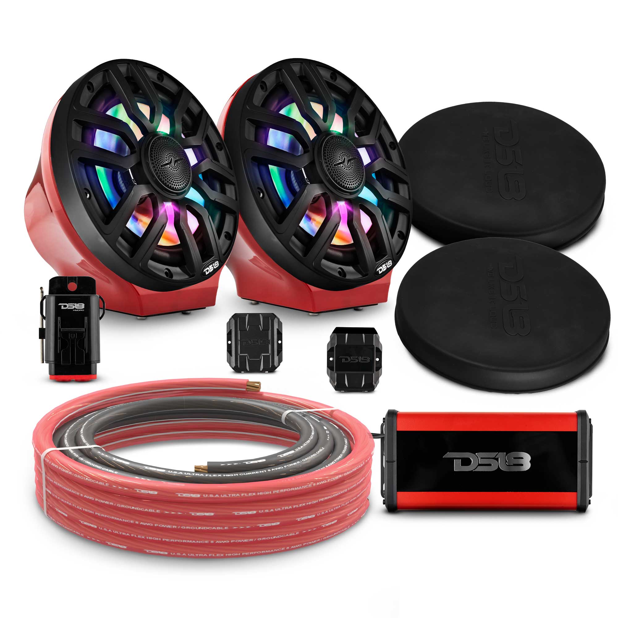 8" Loaded Flat Mount Speaker Pods with Amplifier, Installation Kit and Digital LED Lights, Package for Can-Am Spyder & Ryker - Image 7