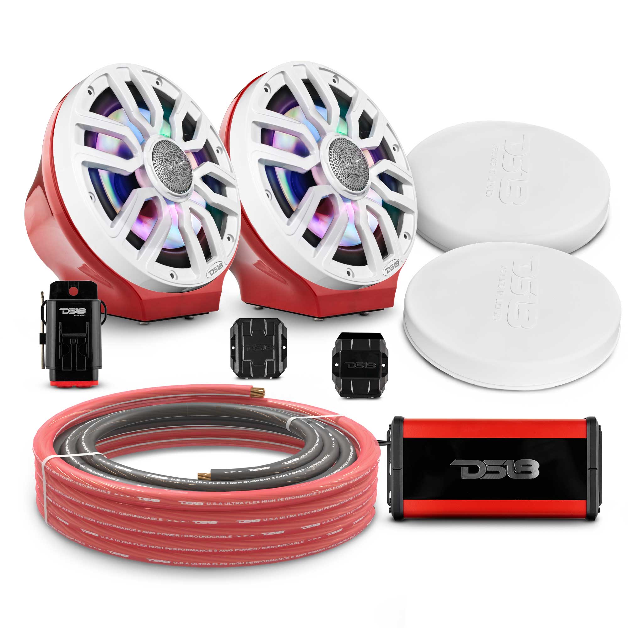8" Loaded Flat Mount Speaker Pods with Amplifier, Installation Kit and Digital LED Lights, Package for Can-Am Spyder & Ryker - Image 8